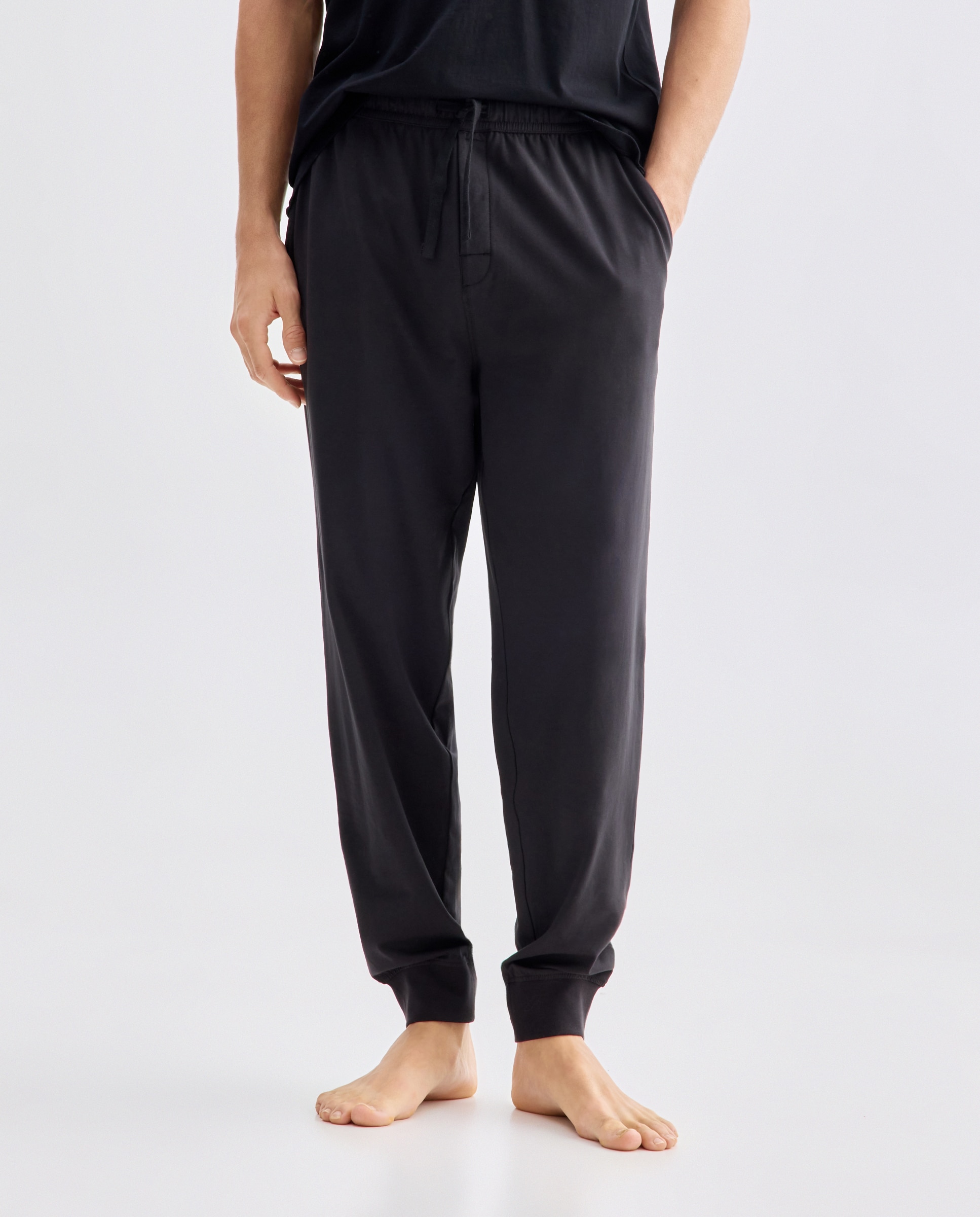Calças de Malha de Pijama Preto-2