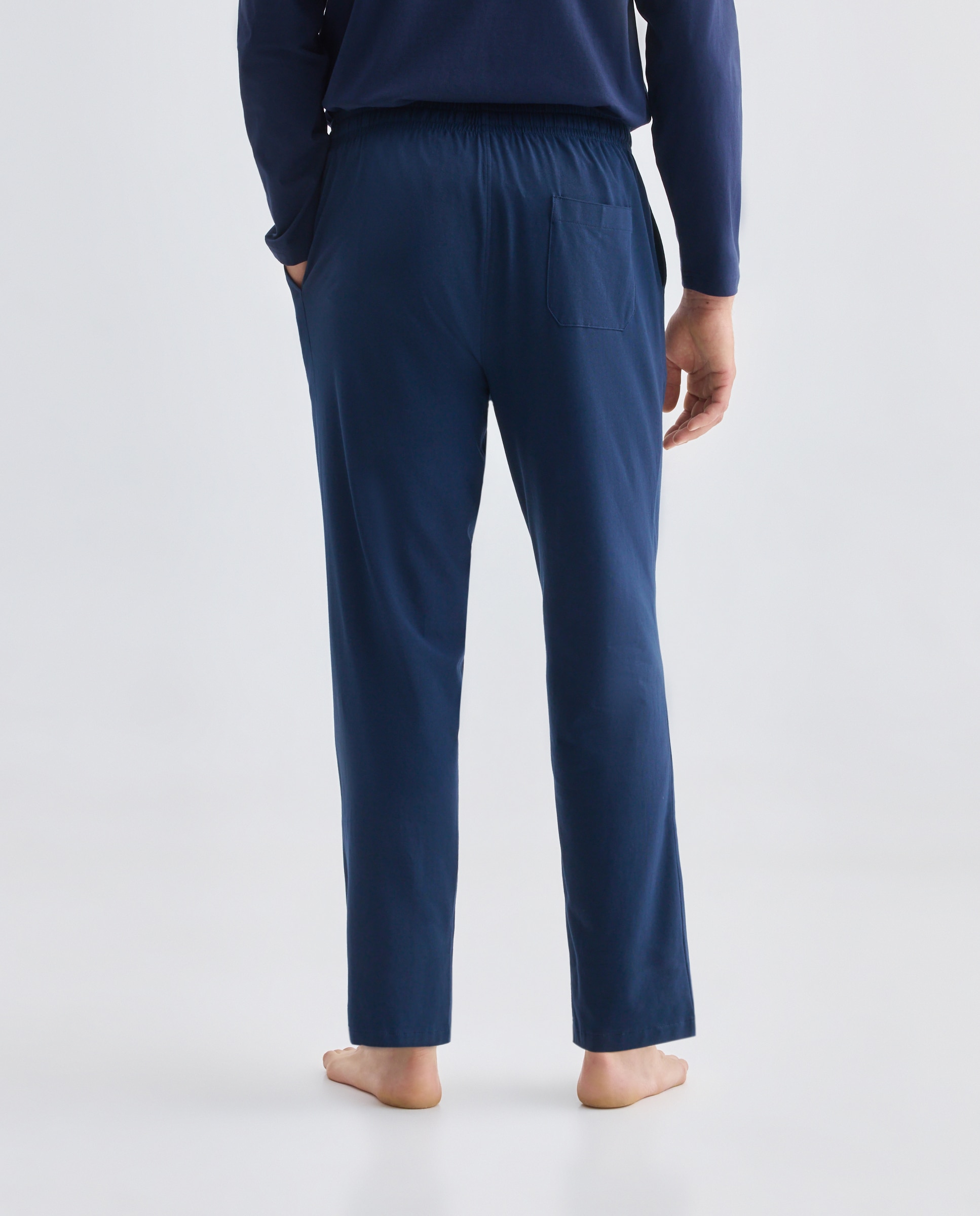Pantalon largo de punto liso algodón - Dustin - elastano de hombre - Azul marino Azul marino-3