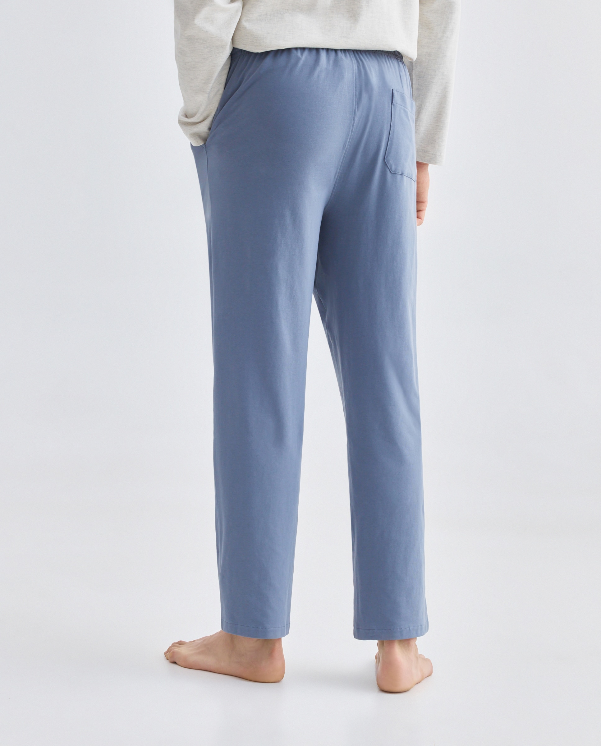 Pantalon largo de punto liso algodón - Dustin - elastano de hombre - Azul claro Azul claro-3