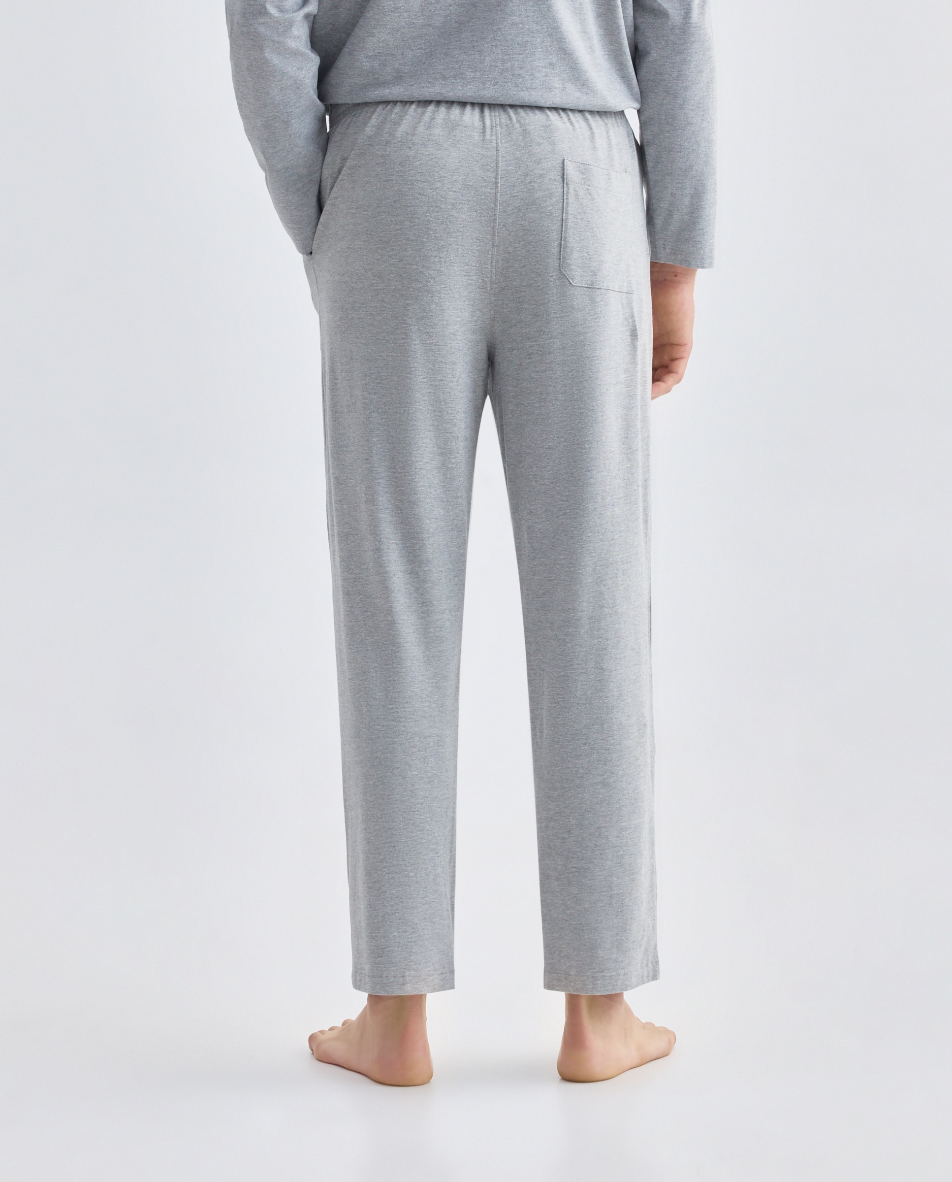 Calças de Pijama de Algodão Elastano Cinzento-claro-3