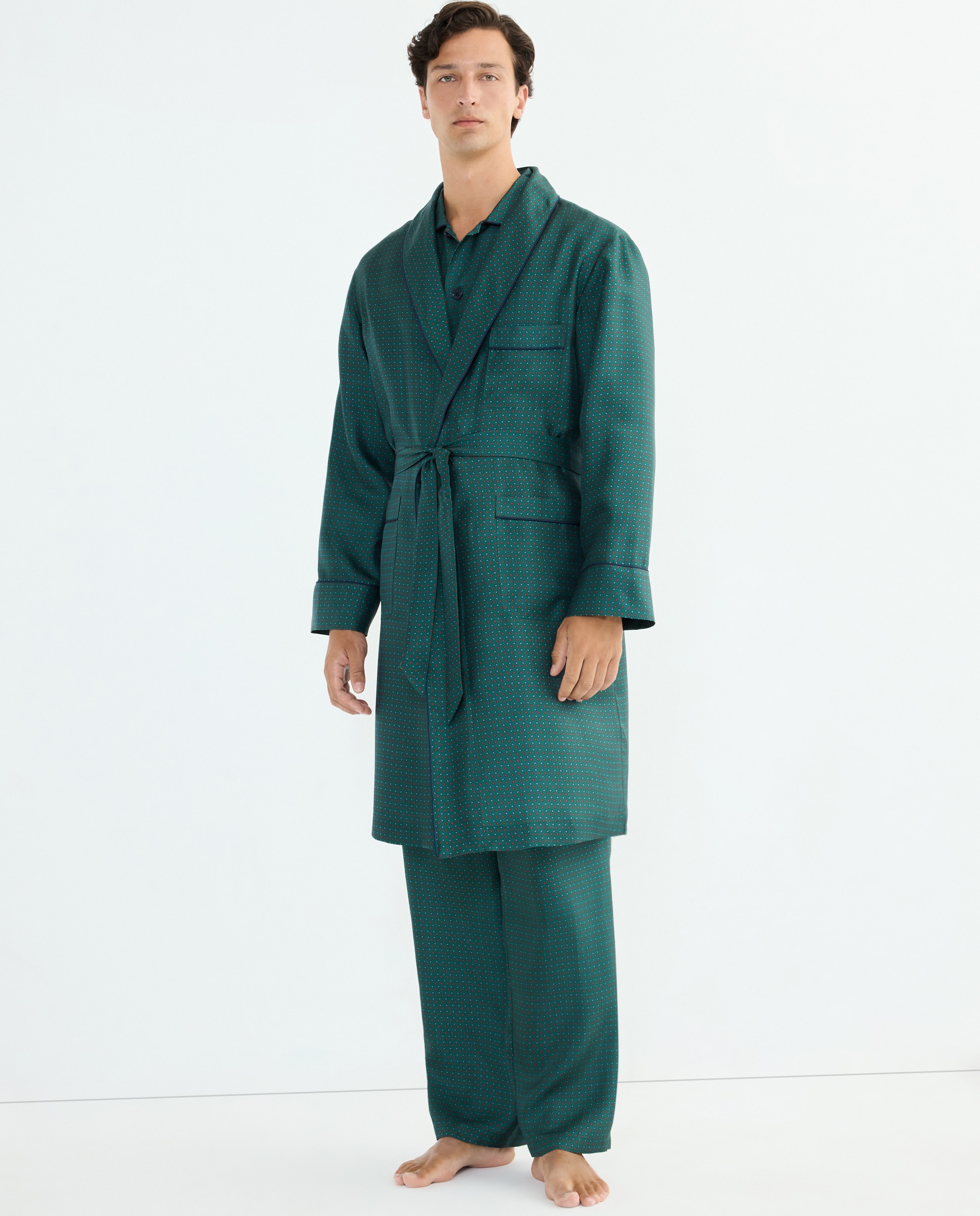 Bata dibujo corbatero 100% seda hombre - Emidio Tucci - 530 Verde oscuro 530 Verde oscuro-1