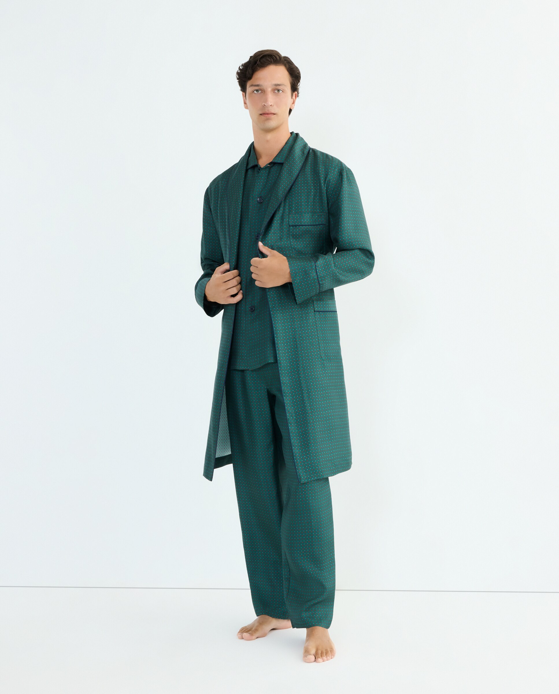 Bata dibujo corbatero 100% seda hombre - Emidio Tucci - 530 Verde oscuro 530 Verde oscuro-2