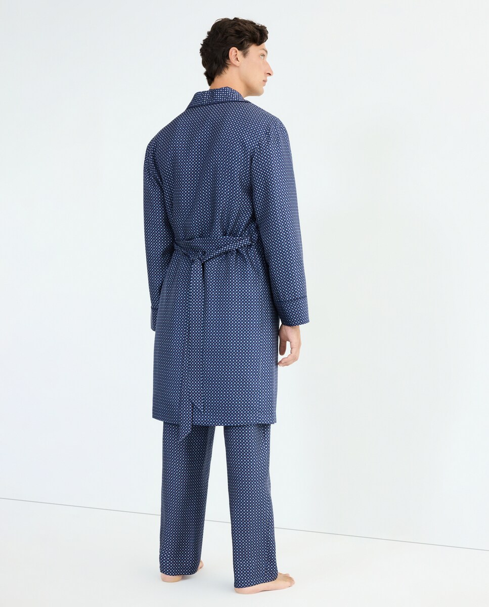 Robe de Seda com Desenho de Gravata Azul-marinho-3