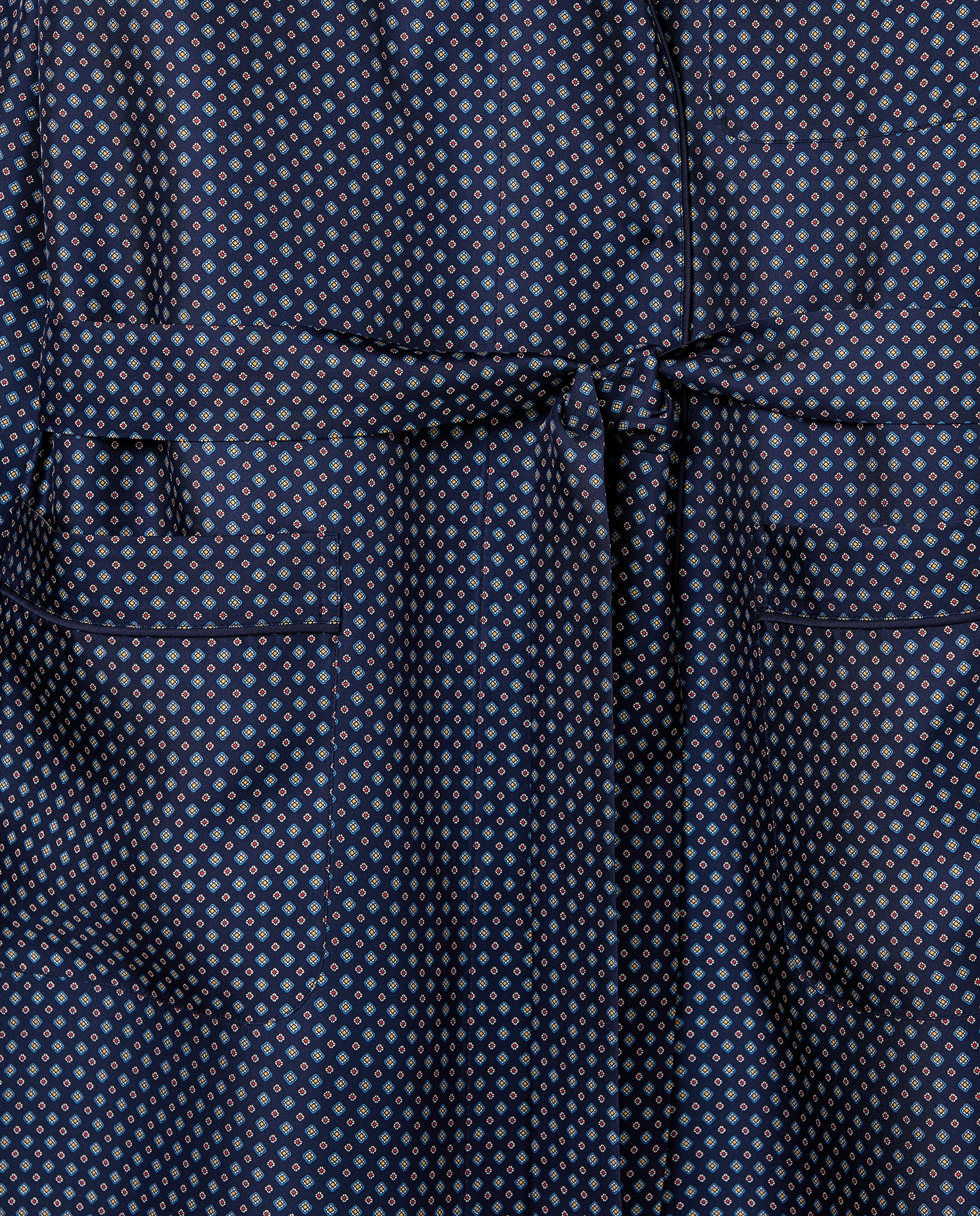 Robe de Seda com Desenho de Gravata Azul-marinho-5