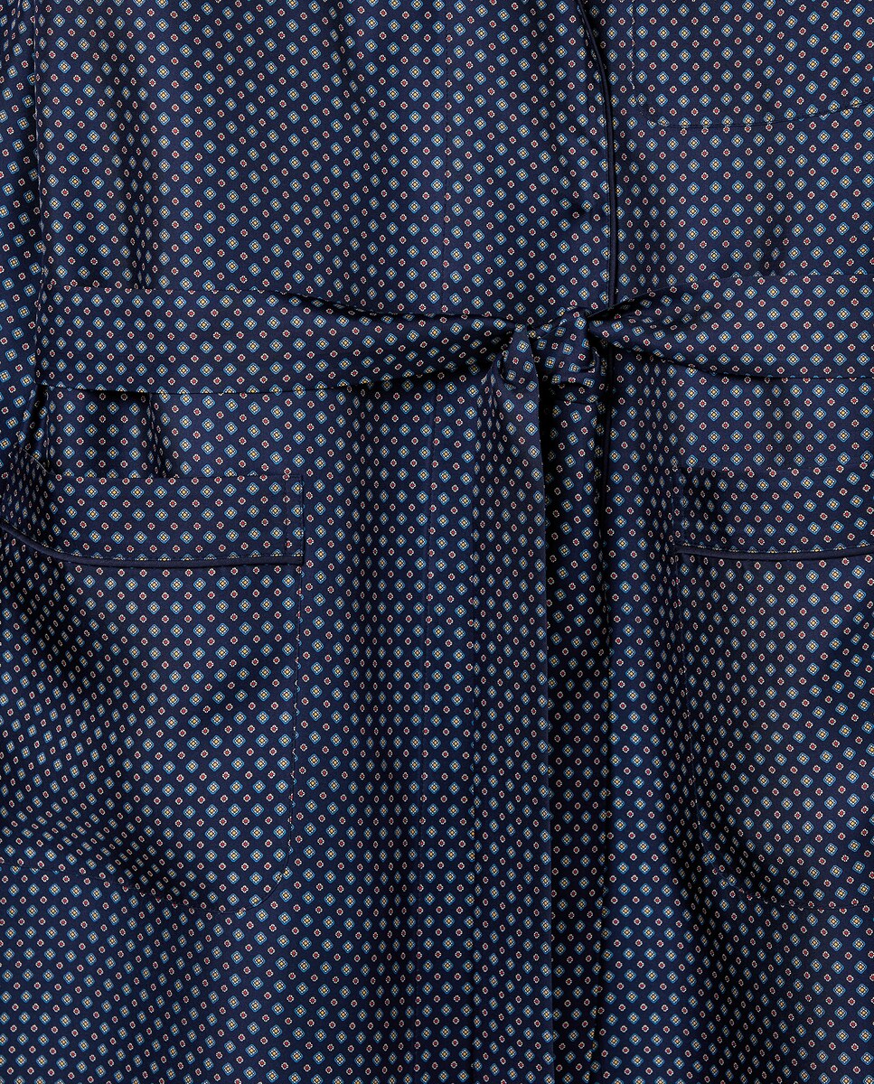 Robe de Seda com Desenho de Gravata Azul-marinho-5