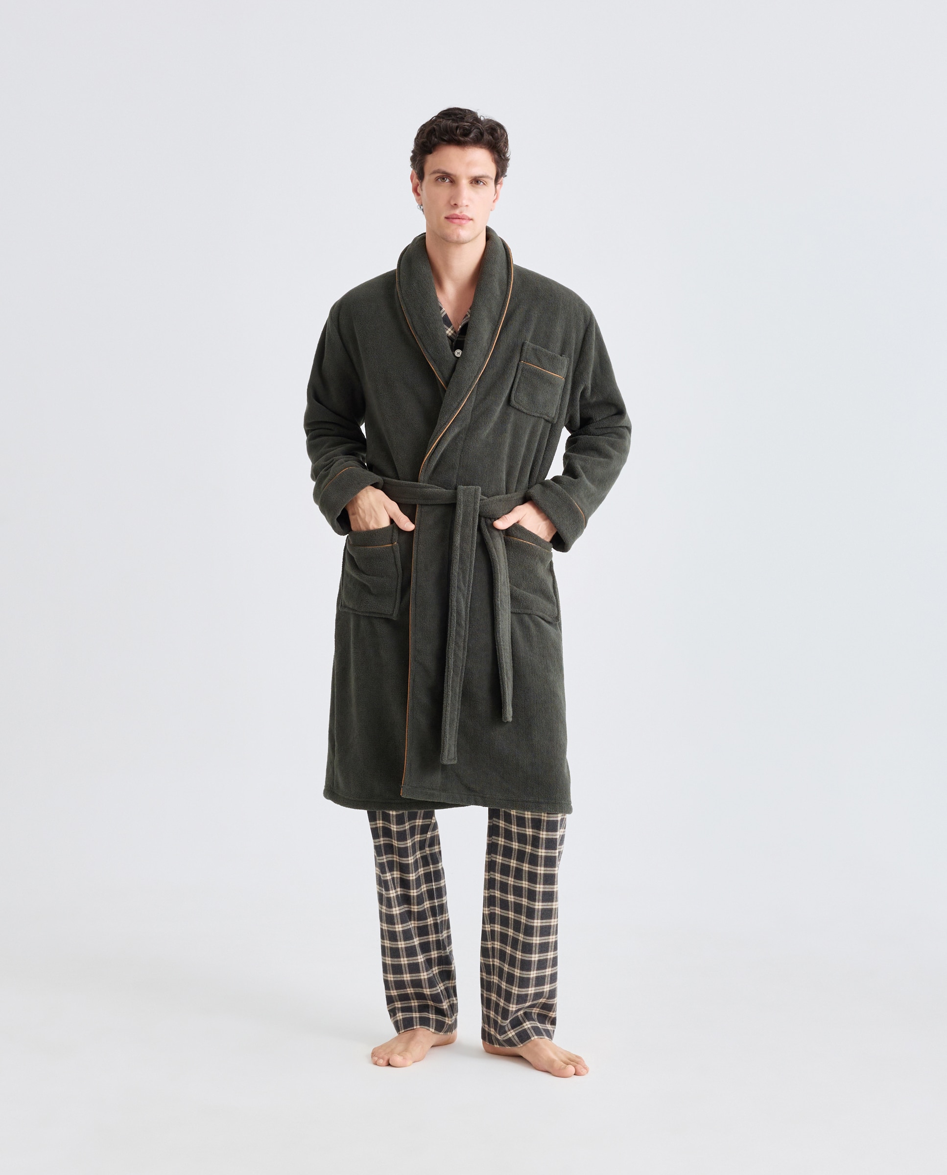 Robe Liso em Velour Verde-escuro-3