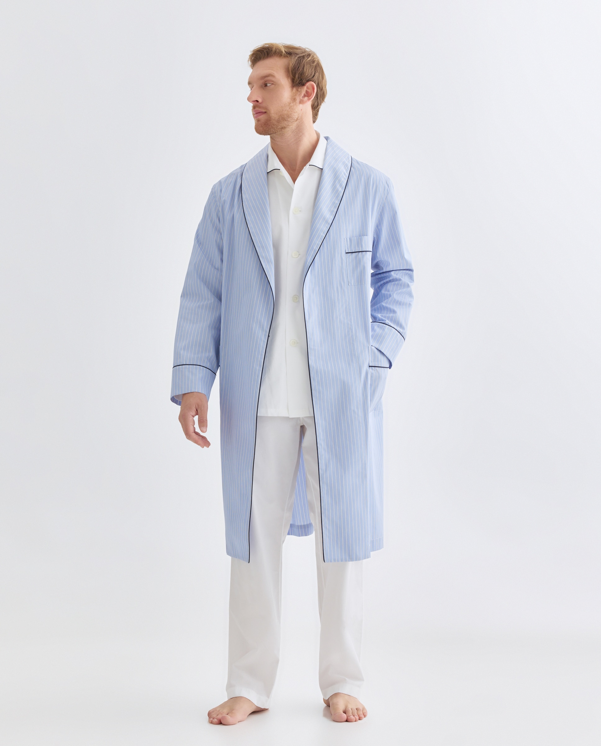 Robe de Algodão Multirriscas 400 Azul-1