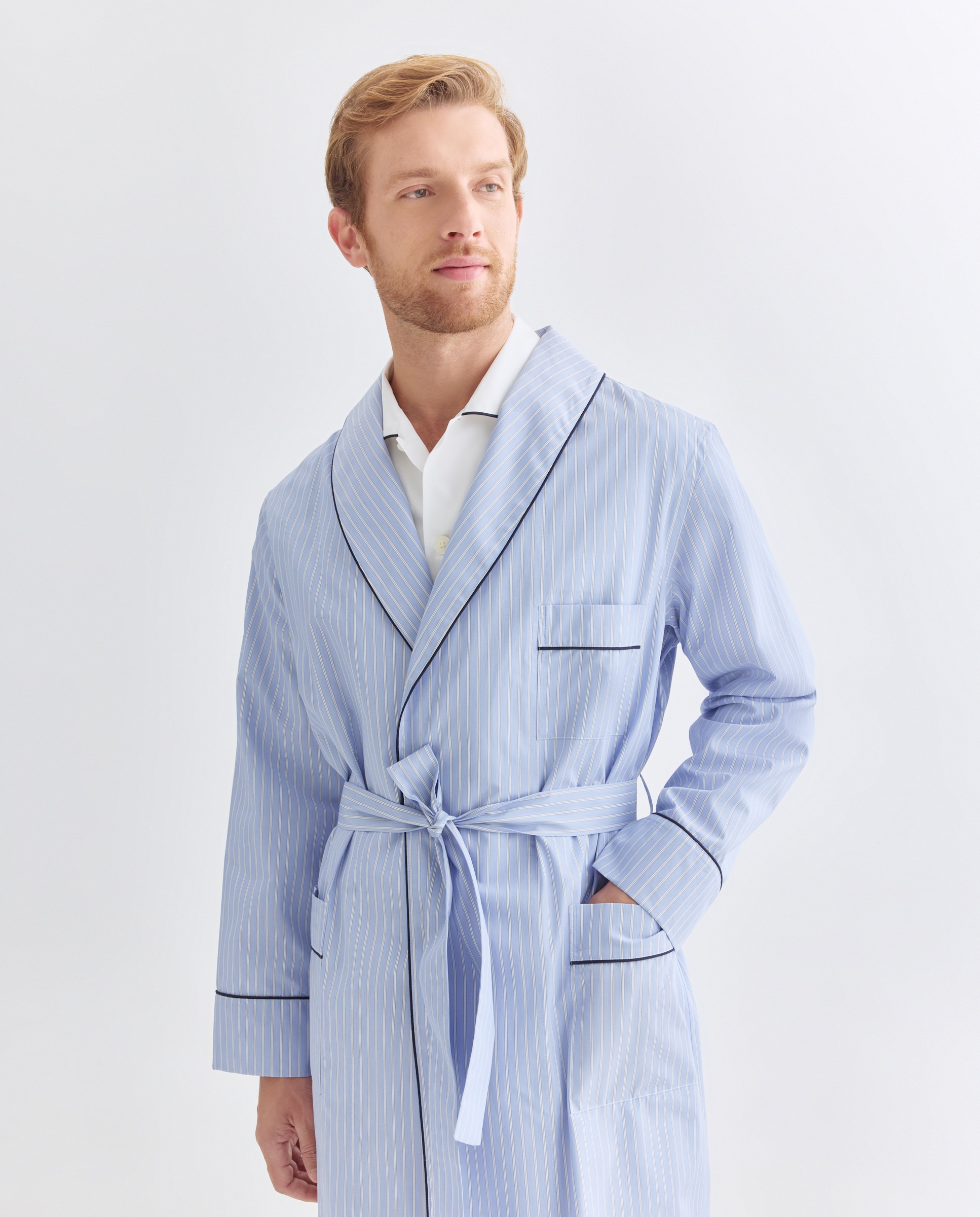 Robe de Algodão Multirriscas 400 Azul-2