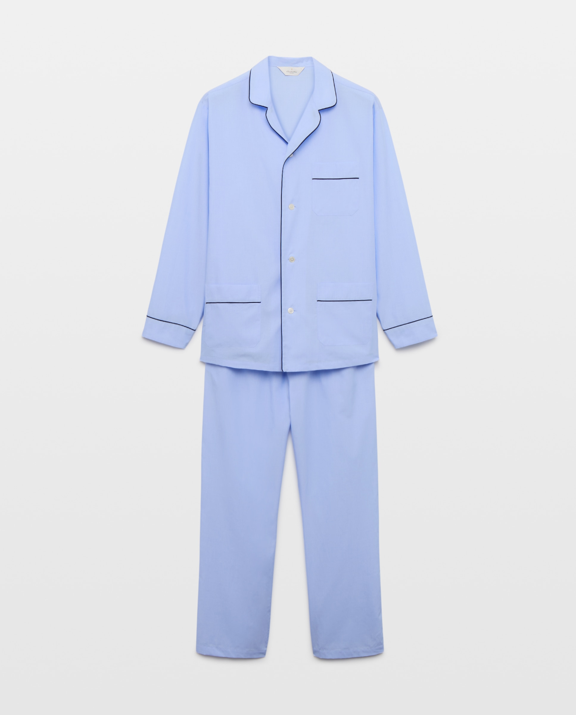 Pijama de Popelina Liso Azul-marinho-3