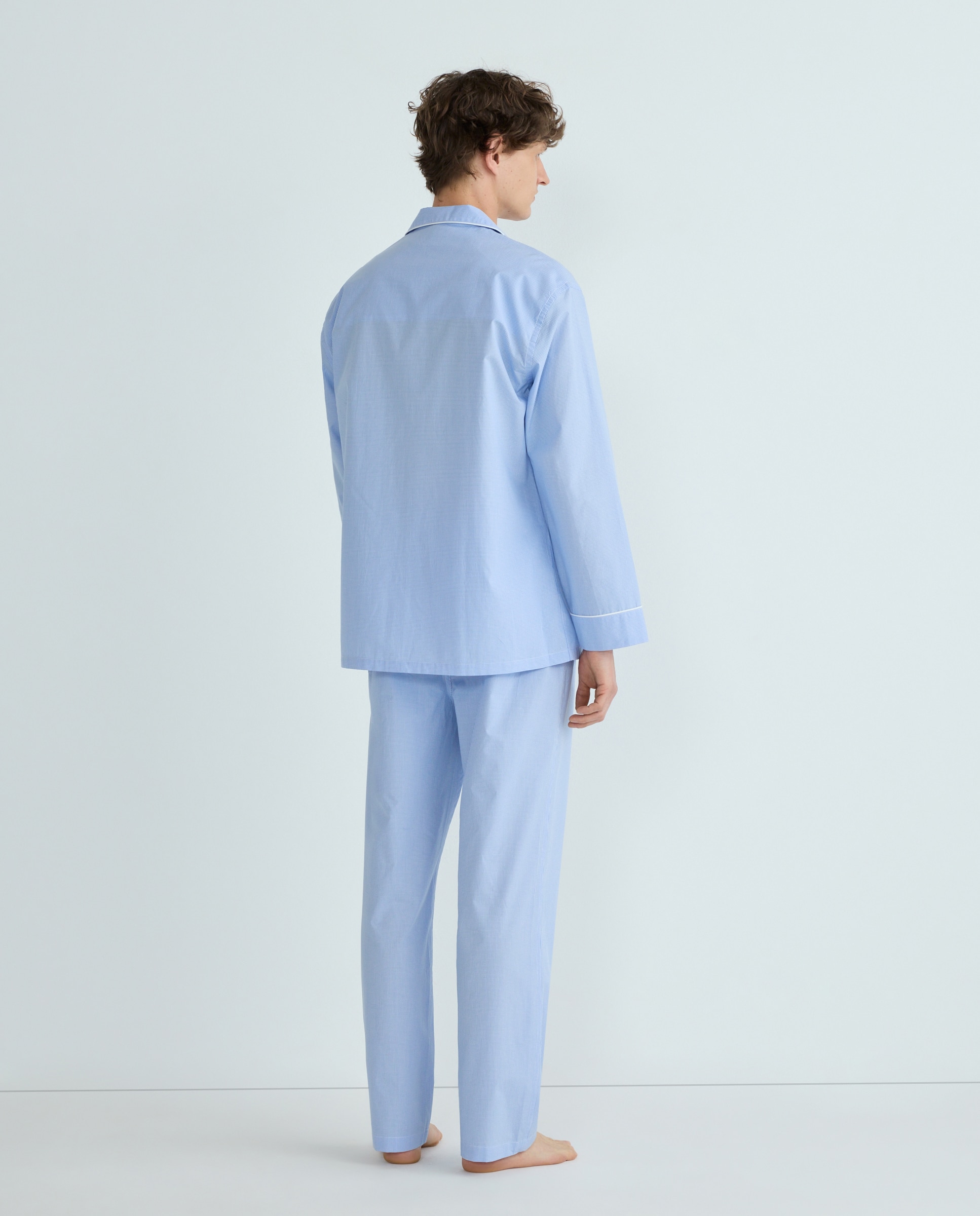 Pijama de Popelina aos Quadrados 400 Azul-2