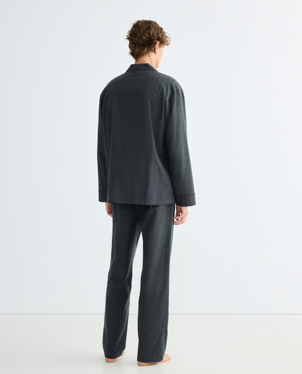 Pijama Liso de Flanela Cinzento-escuro-2