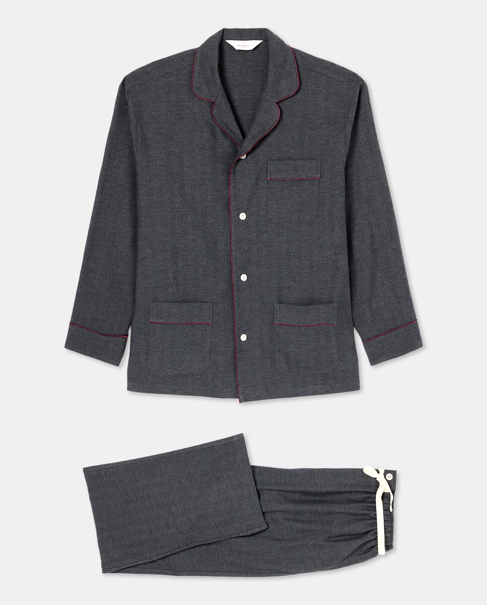 Pijama Liso de Flanela Cinzento-escuro-3