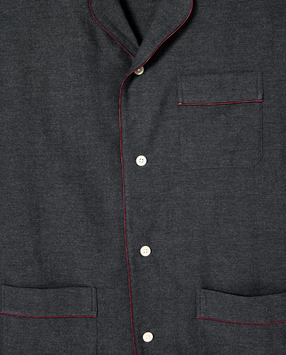 Pijama Liso de Flanela Cinzento-escuro-4