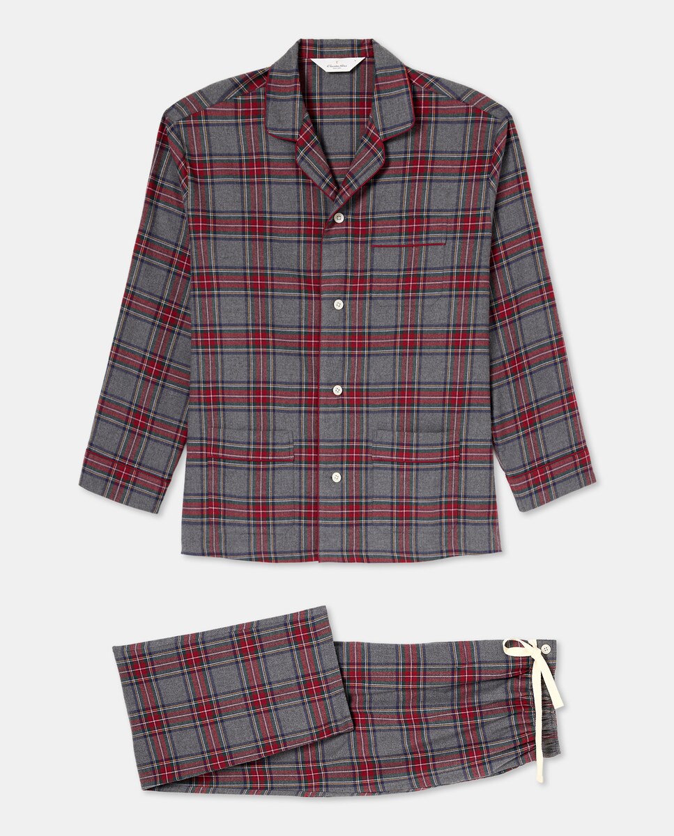 Pijama de Flanela aos Quadrados Cinzento-escuro-3