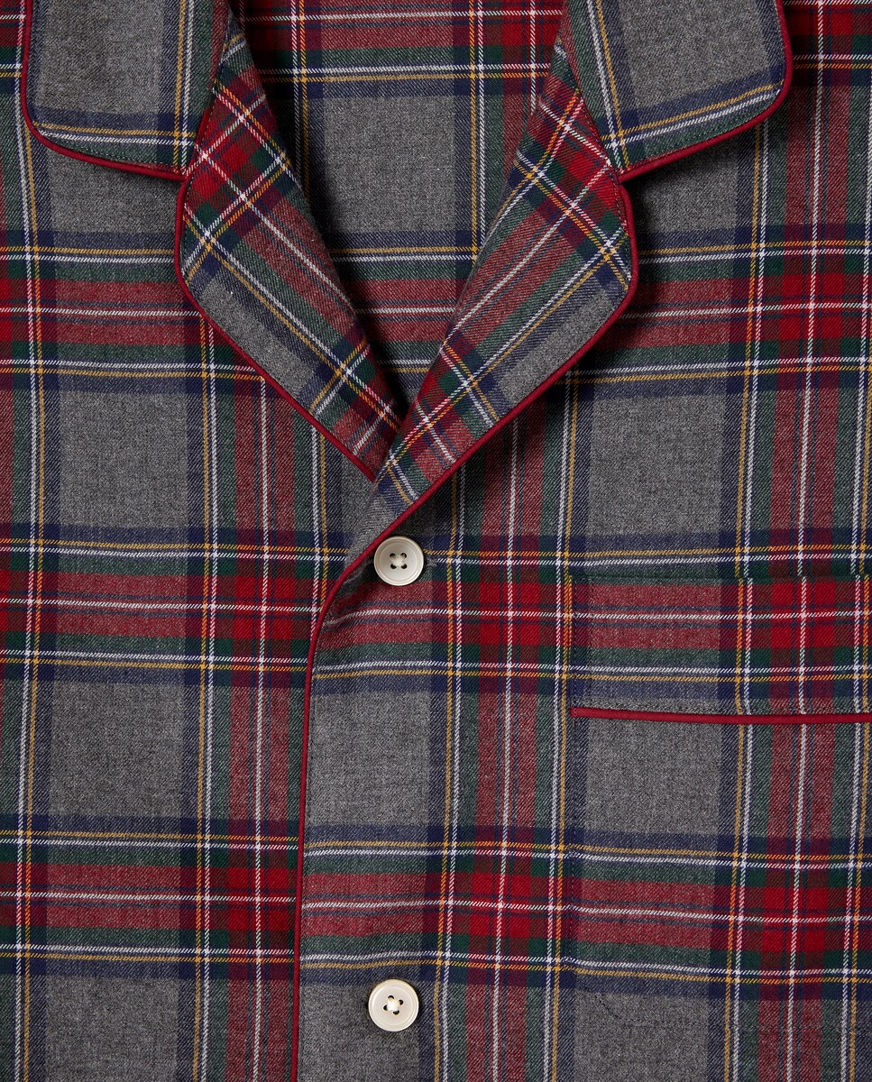 Pijama de Flanela aos Quadrados Cinzento-escuro-4