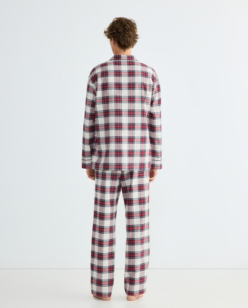 Pijama de Flanela aos Quadrados Cru-2