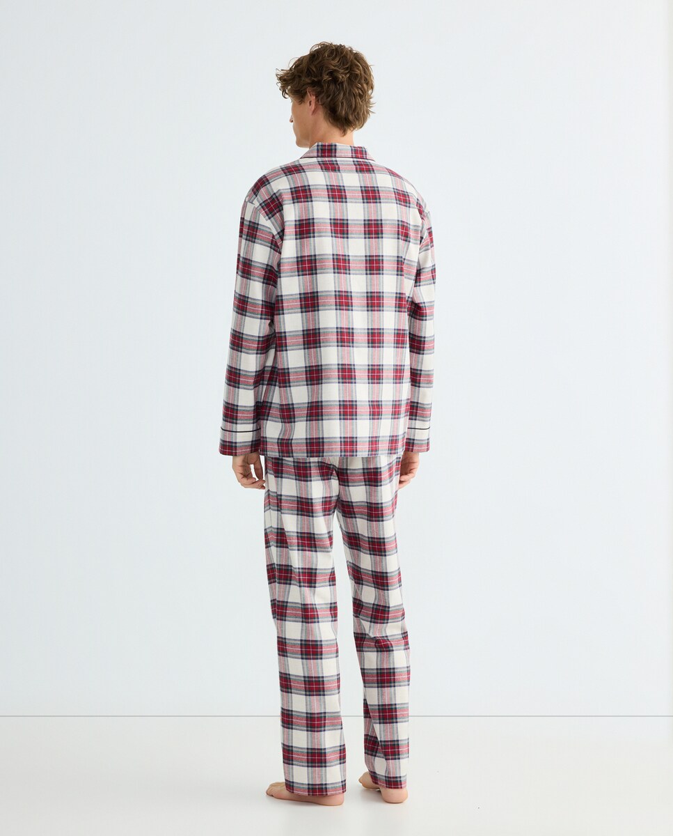 Pijama de Flanela aos Quadrados Cru-3