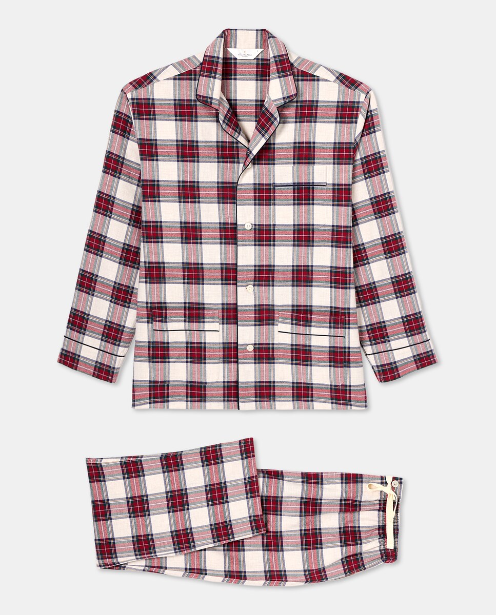 Pijama de Flanela aos Quadrados Cru-4