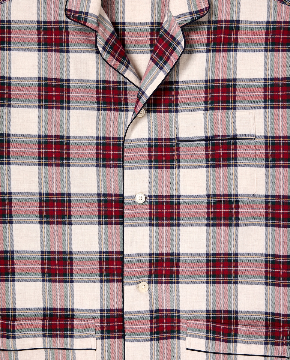 Pijama de Flanela aos Quadrados Cru-5