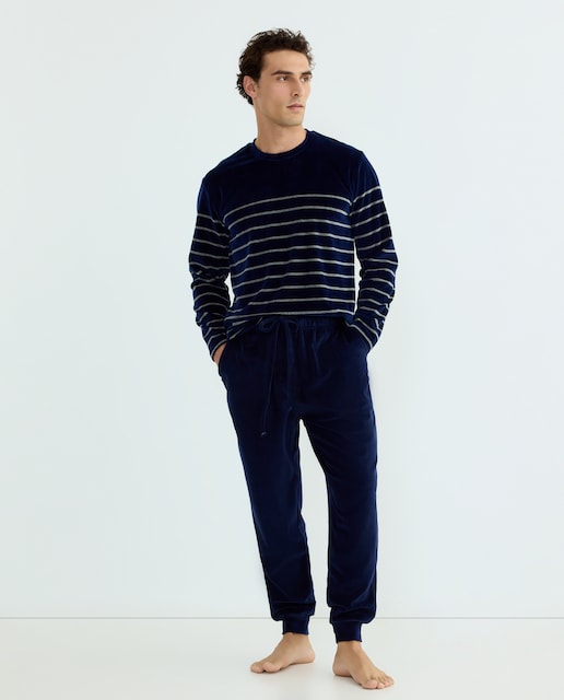 Imagem 0 de Pijama às Riscas de Malha Velour