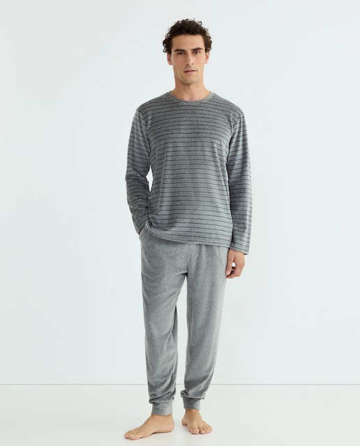 Imagem 0 de Pijama às Riscas de Malha Velour