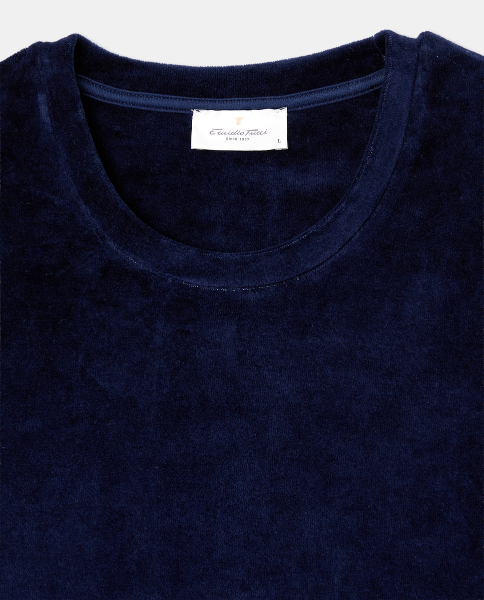 Pijama Liso de Malha Velour Azul-marinho-4