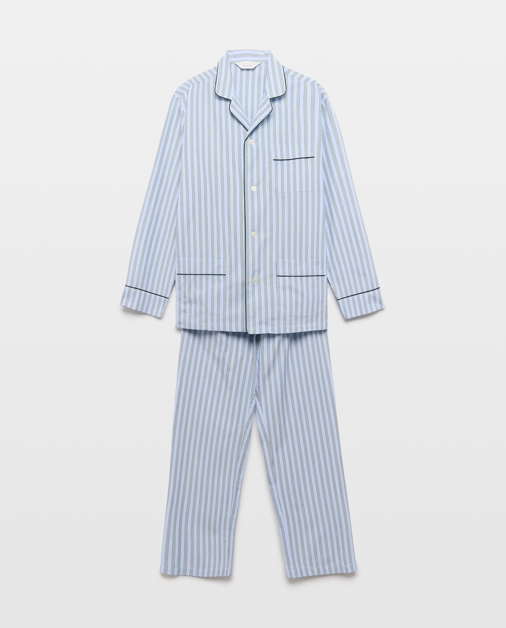 Pijama de Popelina com Tecido às Riscas Azul-claro-3
