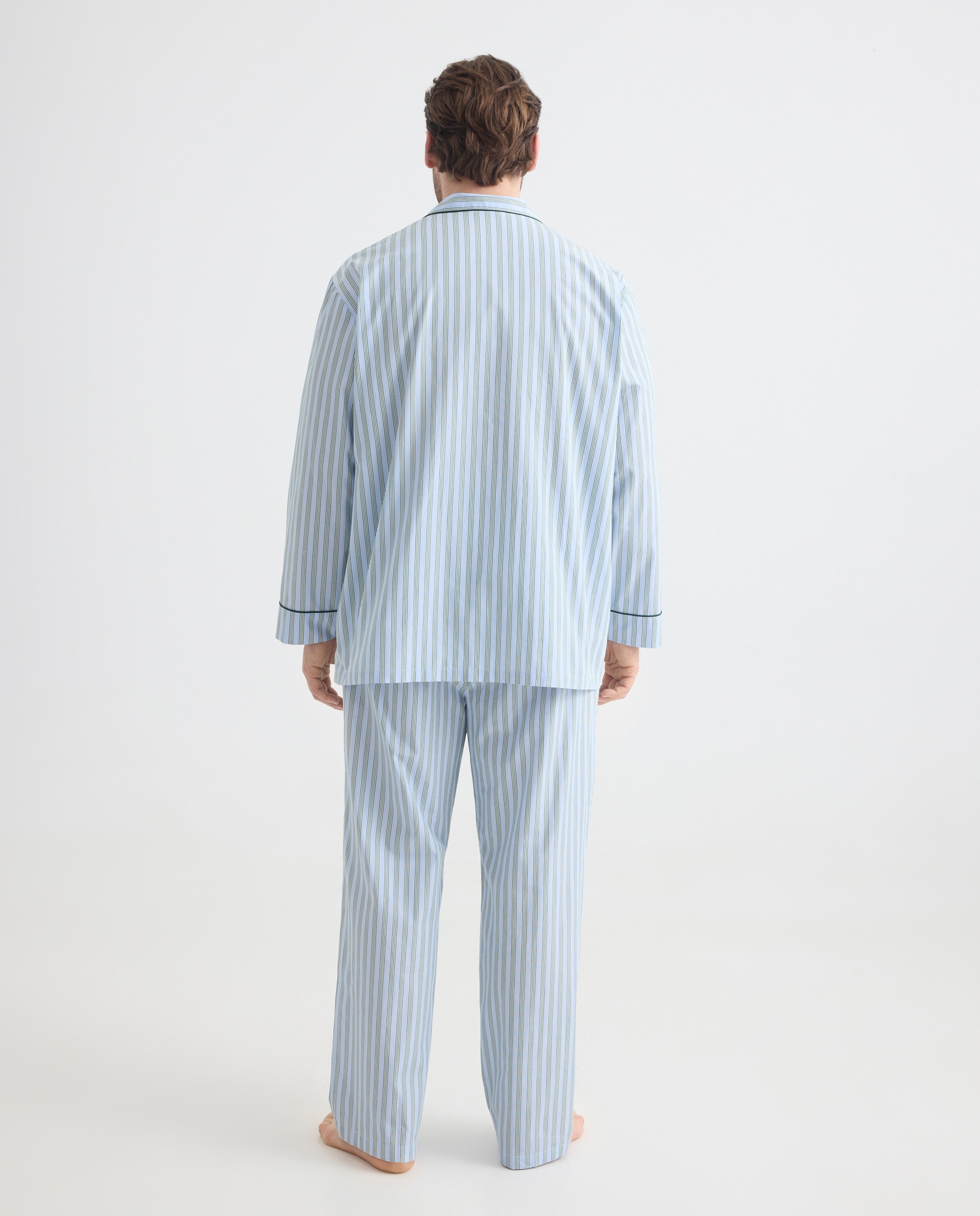 Pijama de Popelina com Tecido às Riscas Azul-claro-2