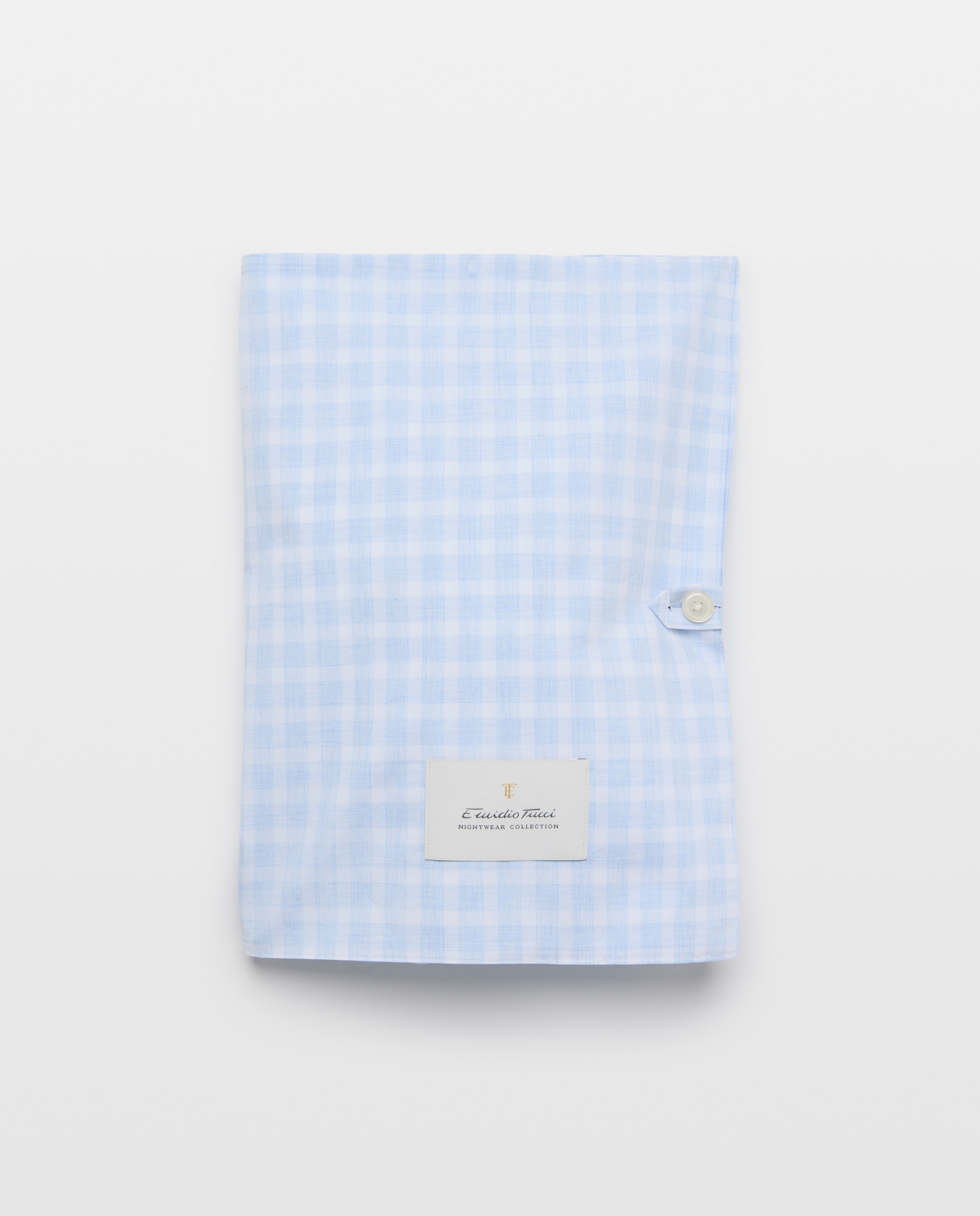 Pijama Curto de Popelina aos Quadrados Azul-claro-5