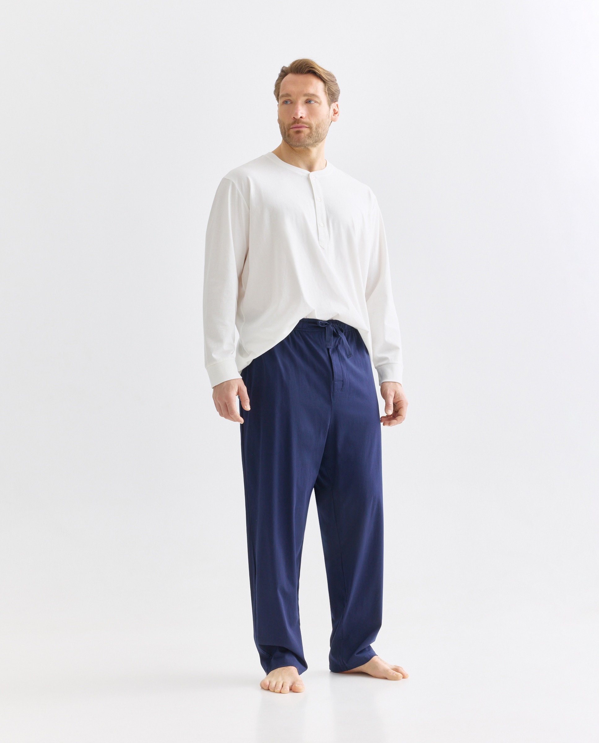 Calças de Pijama em Algodão Sustentável Azul-marinho-1