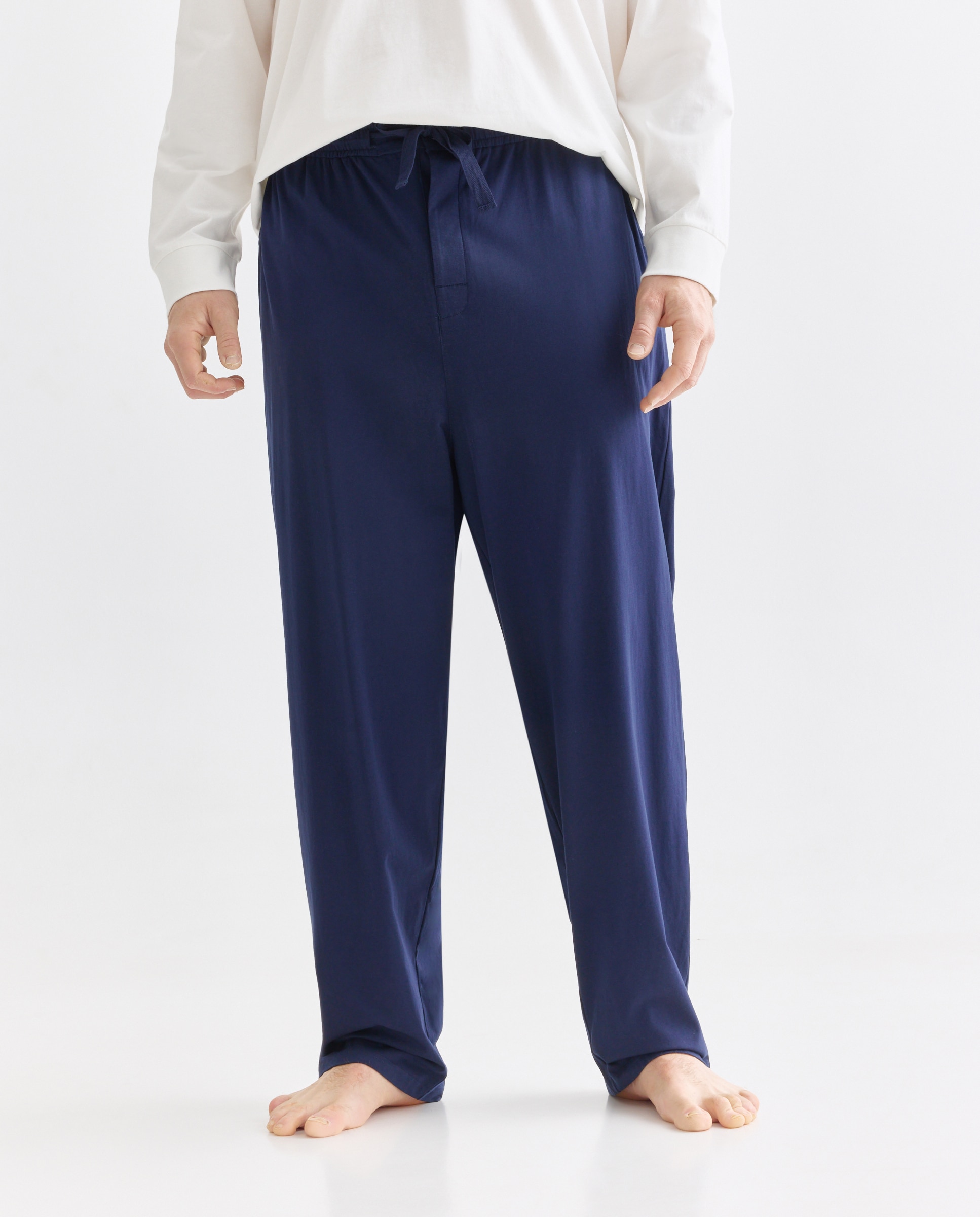 Calças de Pijama em Algodão Sustentável Azul-marinho-2