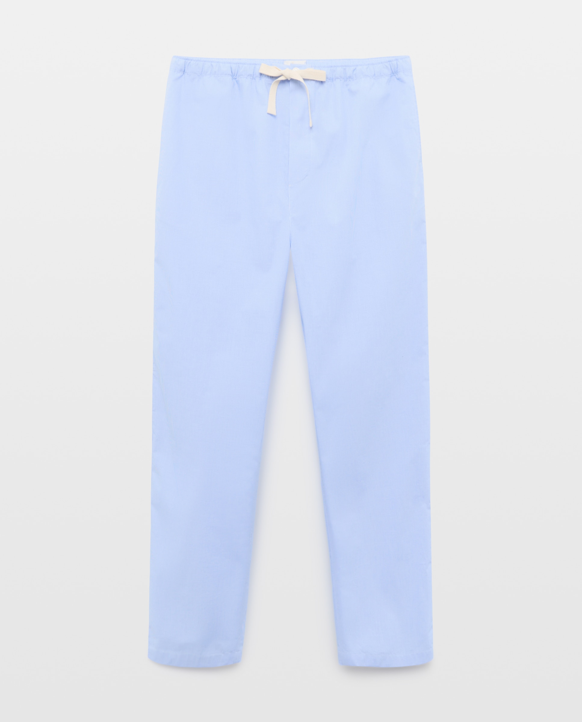 Calças de Pijama em Popelina de Algodão 400 Azul-4