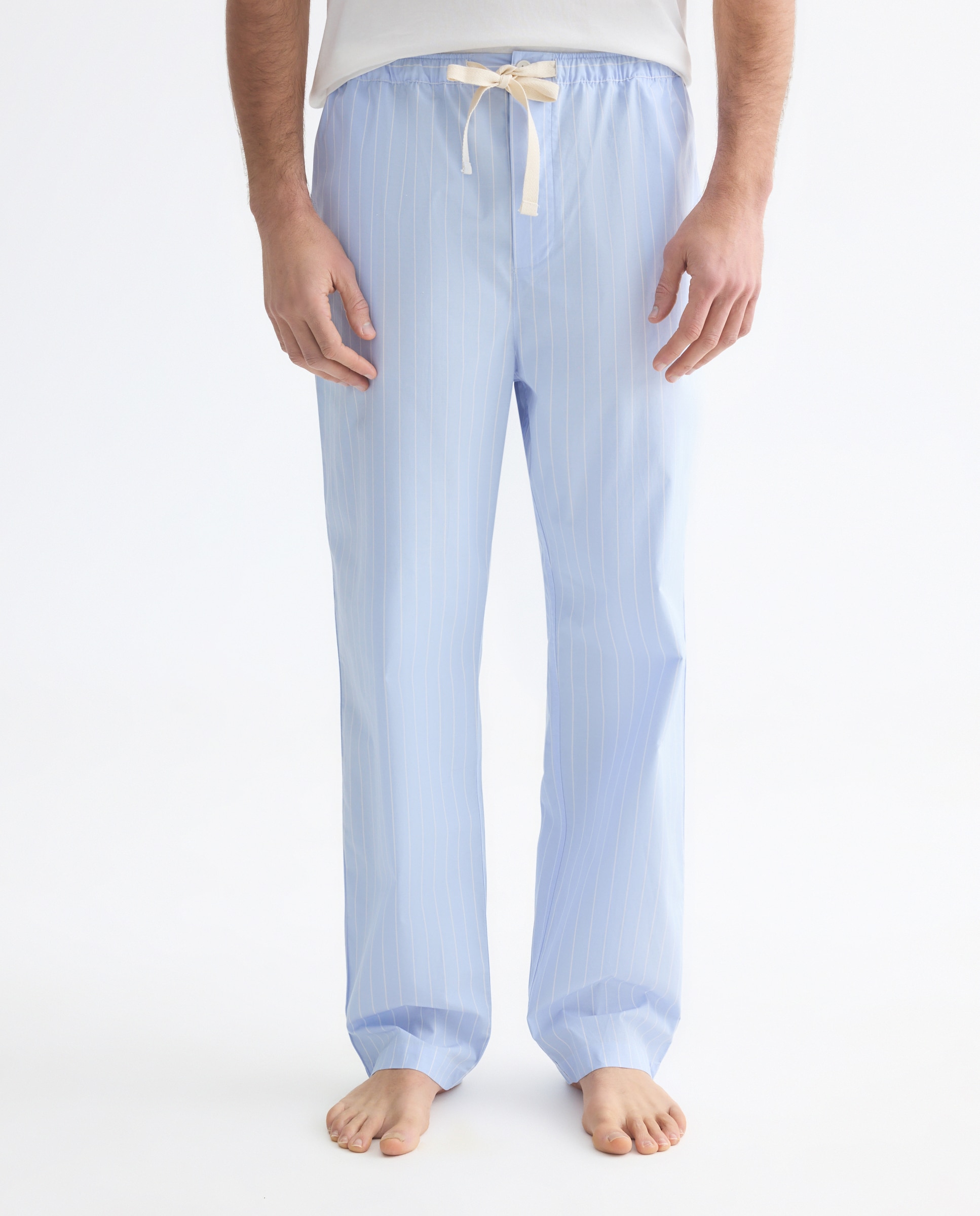 Calças de Pijama em Popelina de Algodão 400 Azul-2