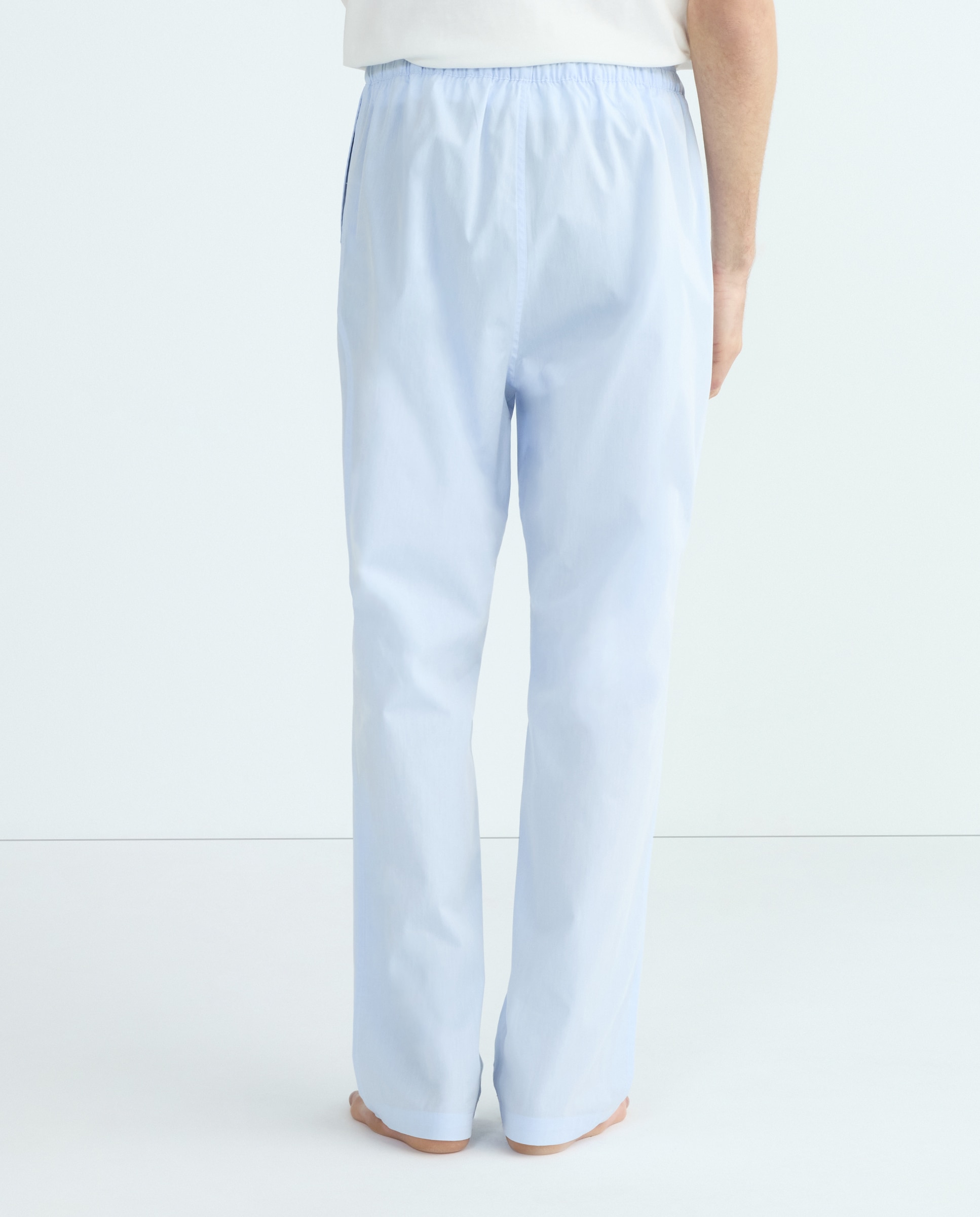 Calças Lisas de Pijama Azul-claro-3
