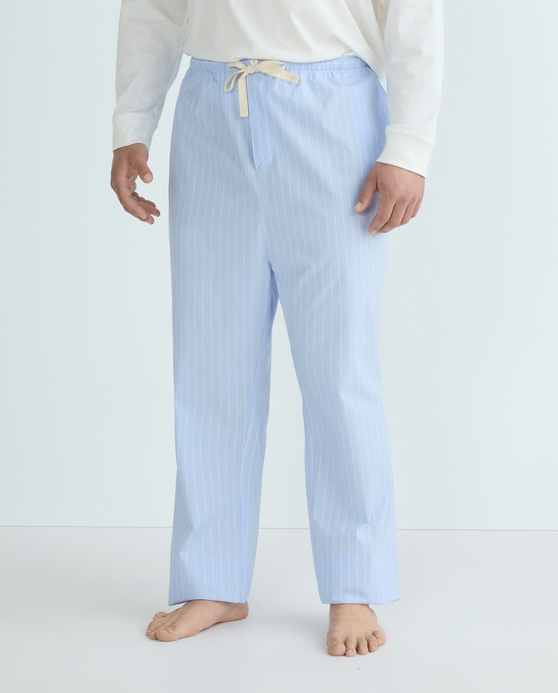 Calças de Pijama às Riscas Azul-claro-2