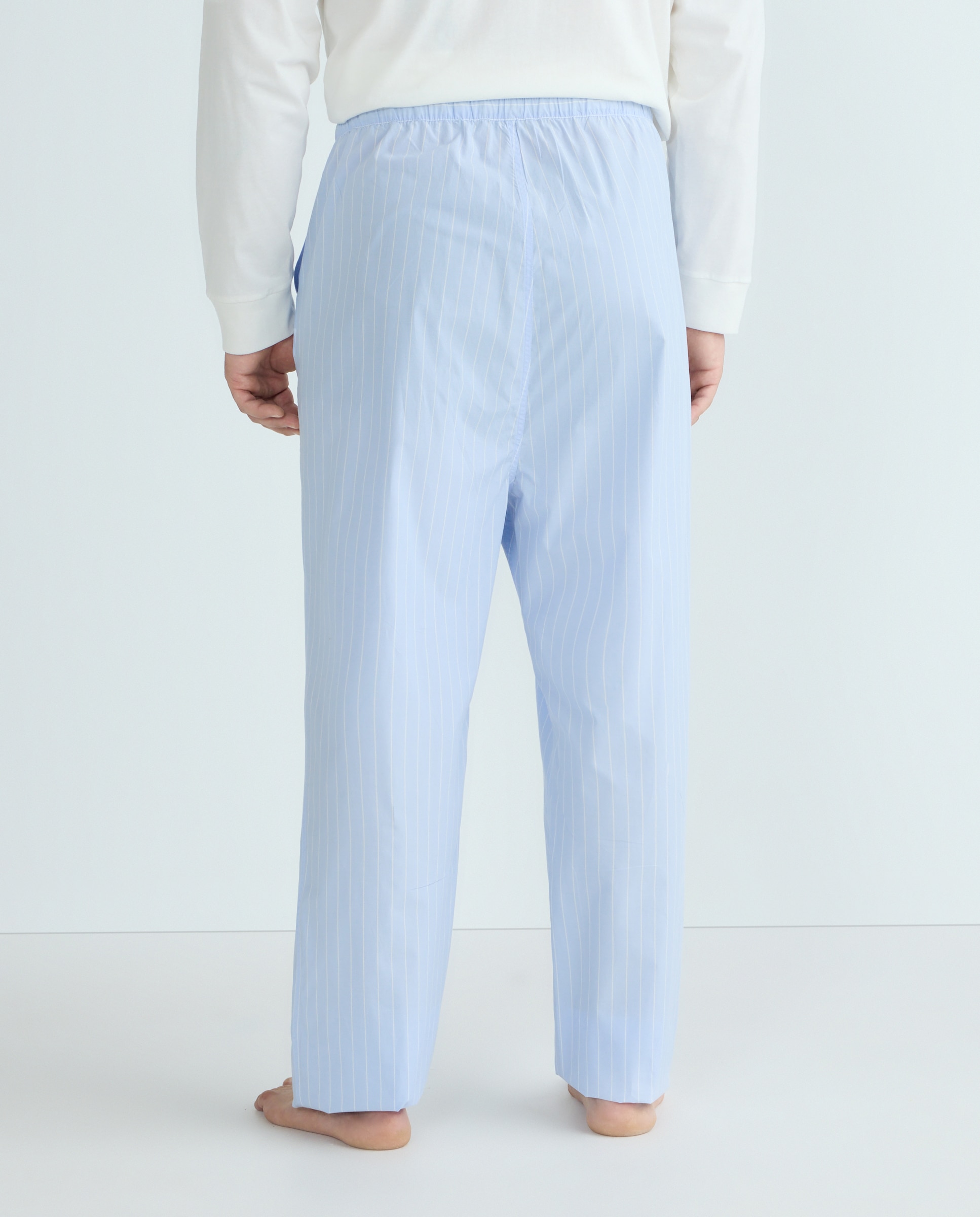 Calças de Pijama às Riscas Azul-claro-3