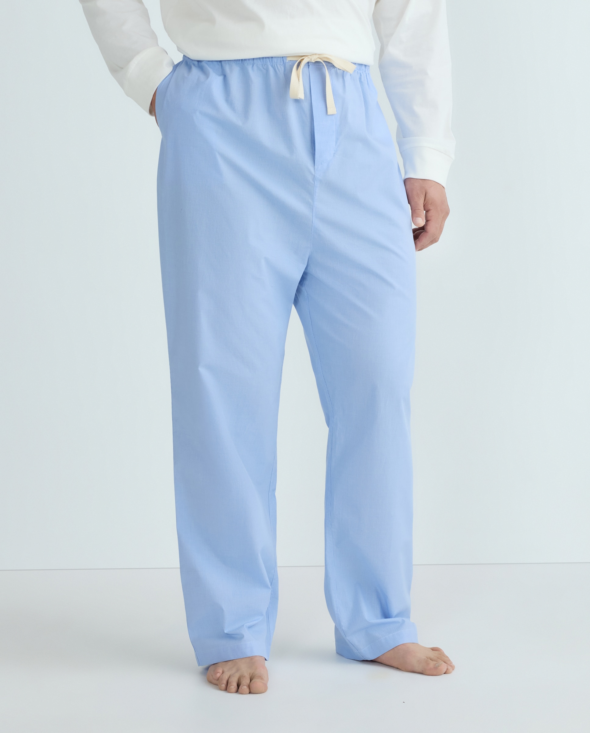 Calças de Pijama aos Quadrados Azul-claro-2