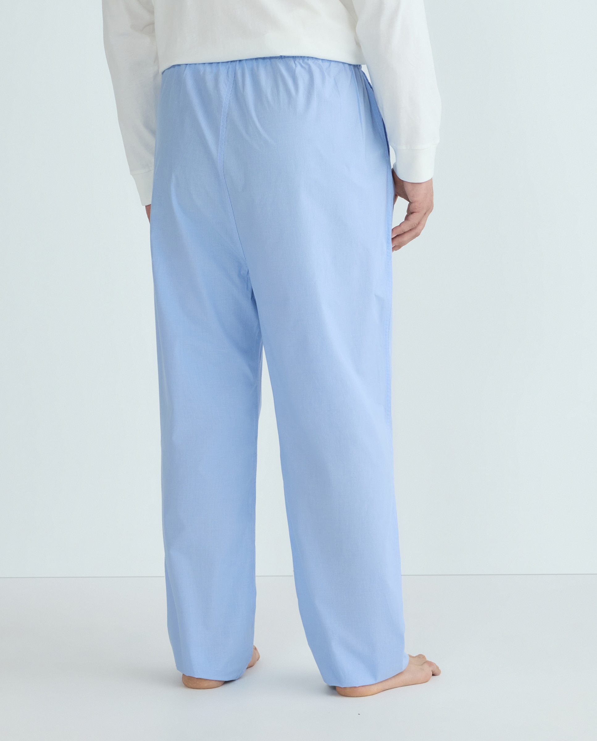 Calças de Pijama aos Quadrados Azul-claro-3