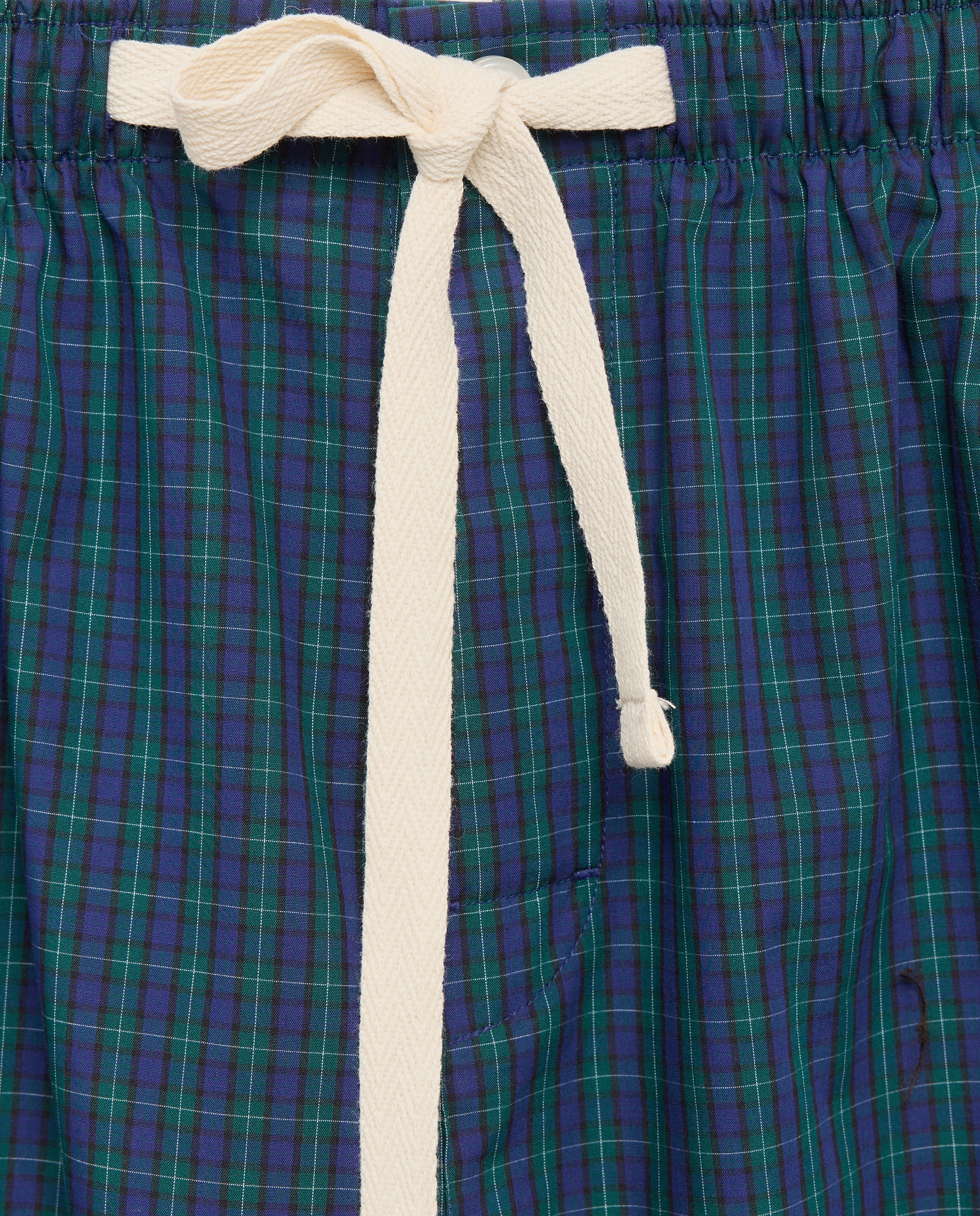Calças de Pijama de Sarja de Algodão aos Quadrados Azul-marinho-2