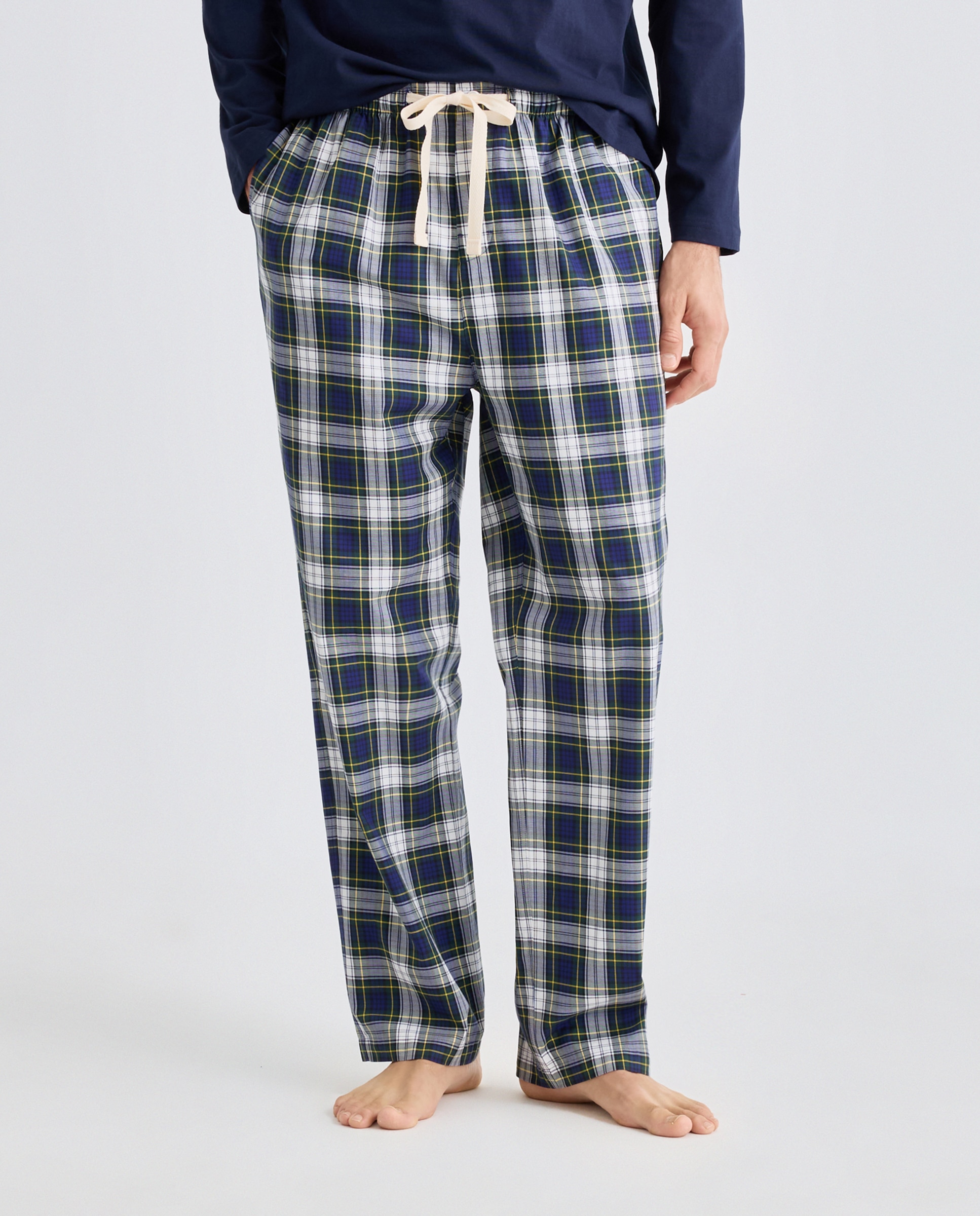 Pantalón largo de pijama twill cuadros 100% algodón sostenible hombre - Emidio Tucci - Azul marino Azul marino-2
