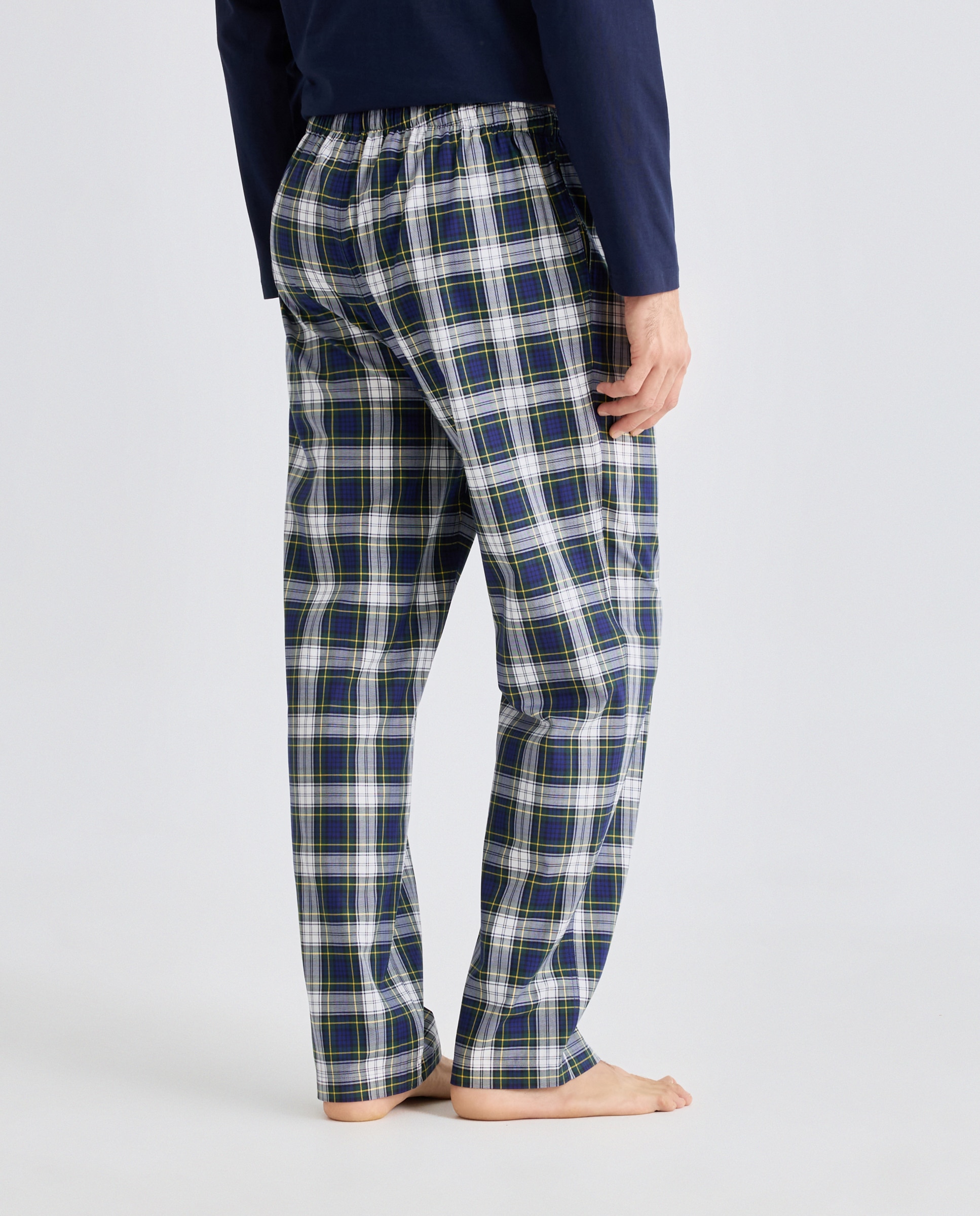 Pantalón largo de pijama twill cuadros 100% algodón sostenible hombre - Emidio Tucci - Azul marino Azul marino-3