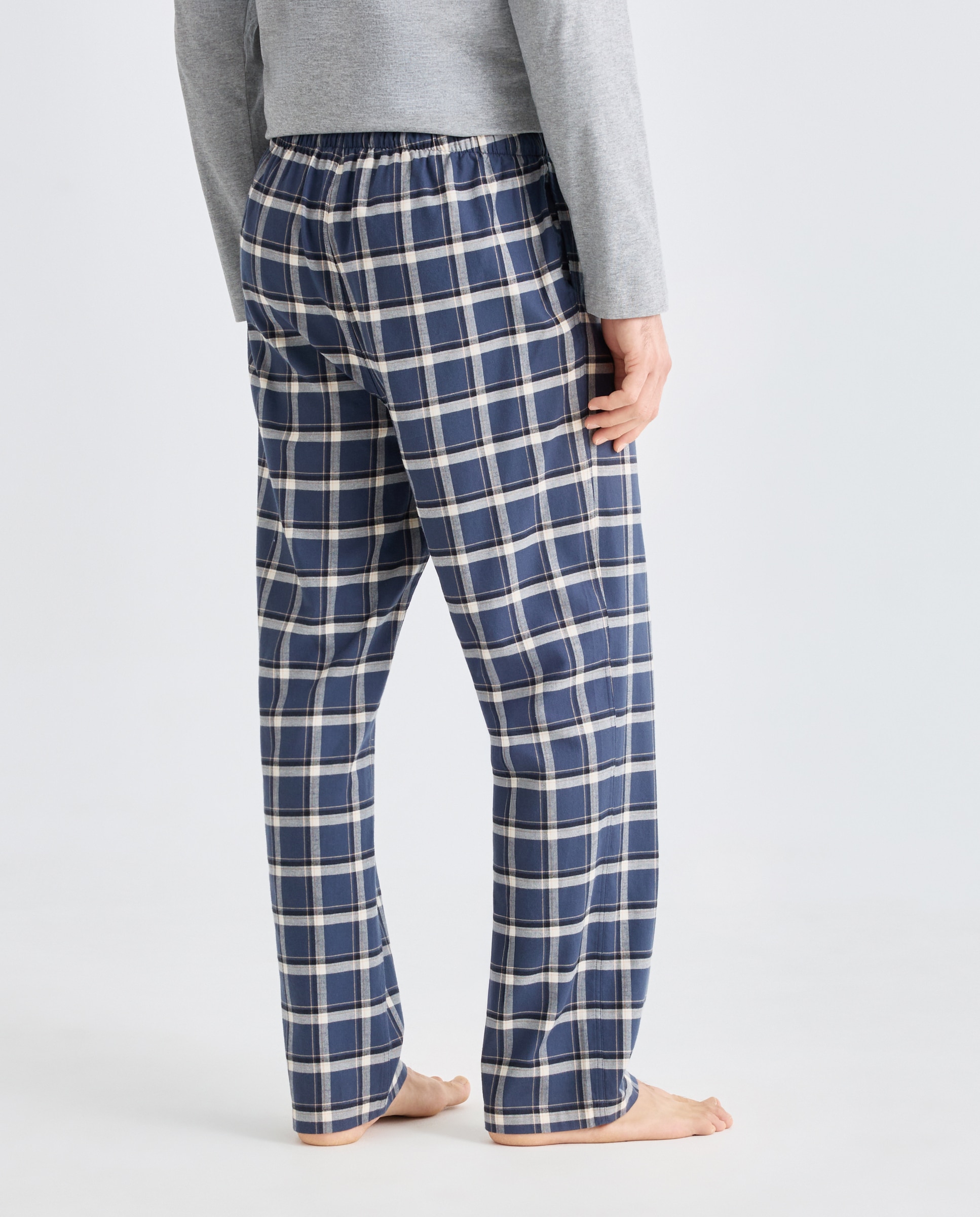 Pantalón largo de pijama franela cuadros 100% algodón sostenible hombre - Emidio Tucci - Azul marino Azul marino-3
