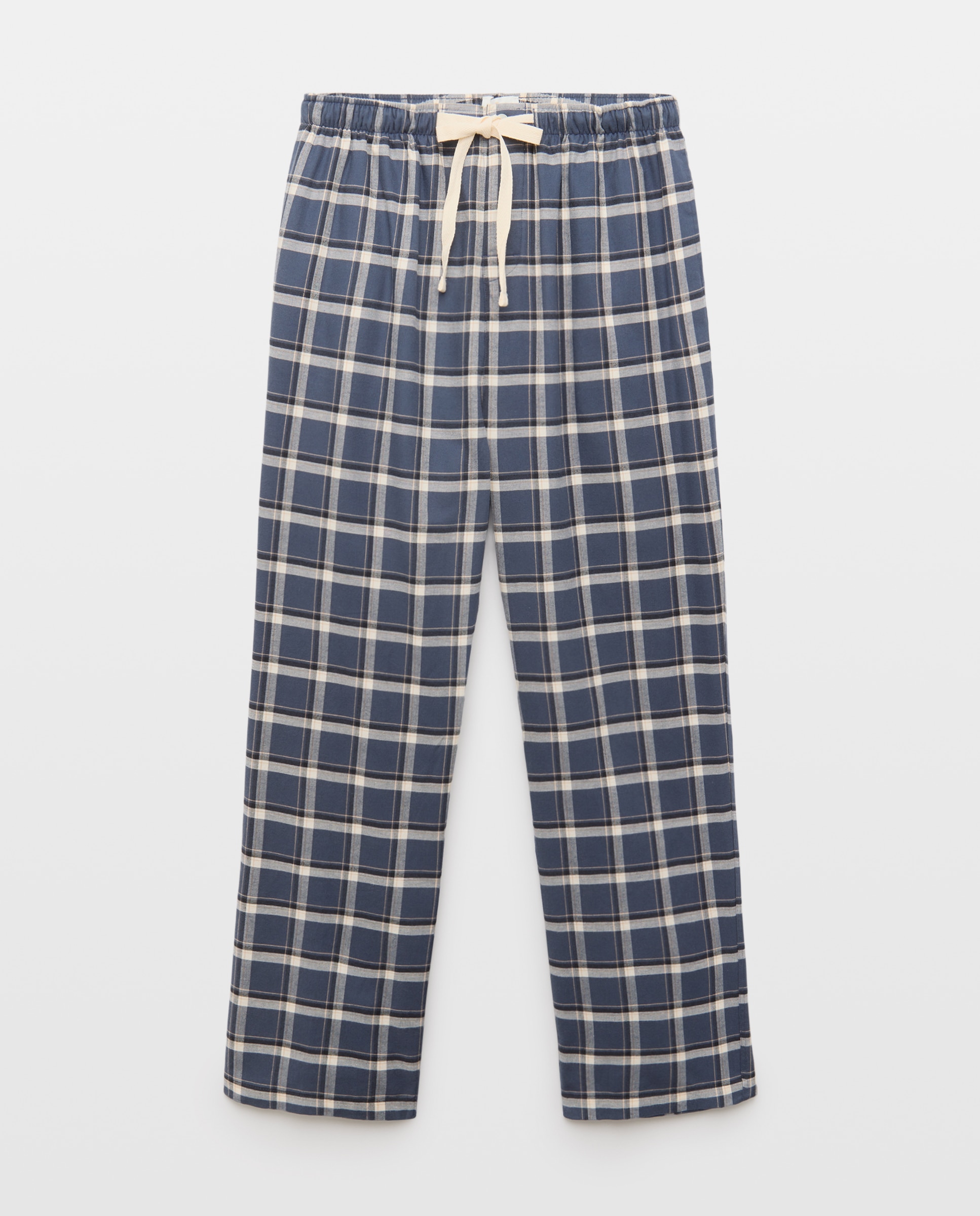Pantalón largo de pijama franela cuadros 100% algodón sostenible hombre - Emidio Tucci - Azul marino Azul marino-4
