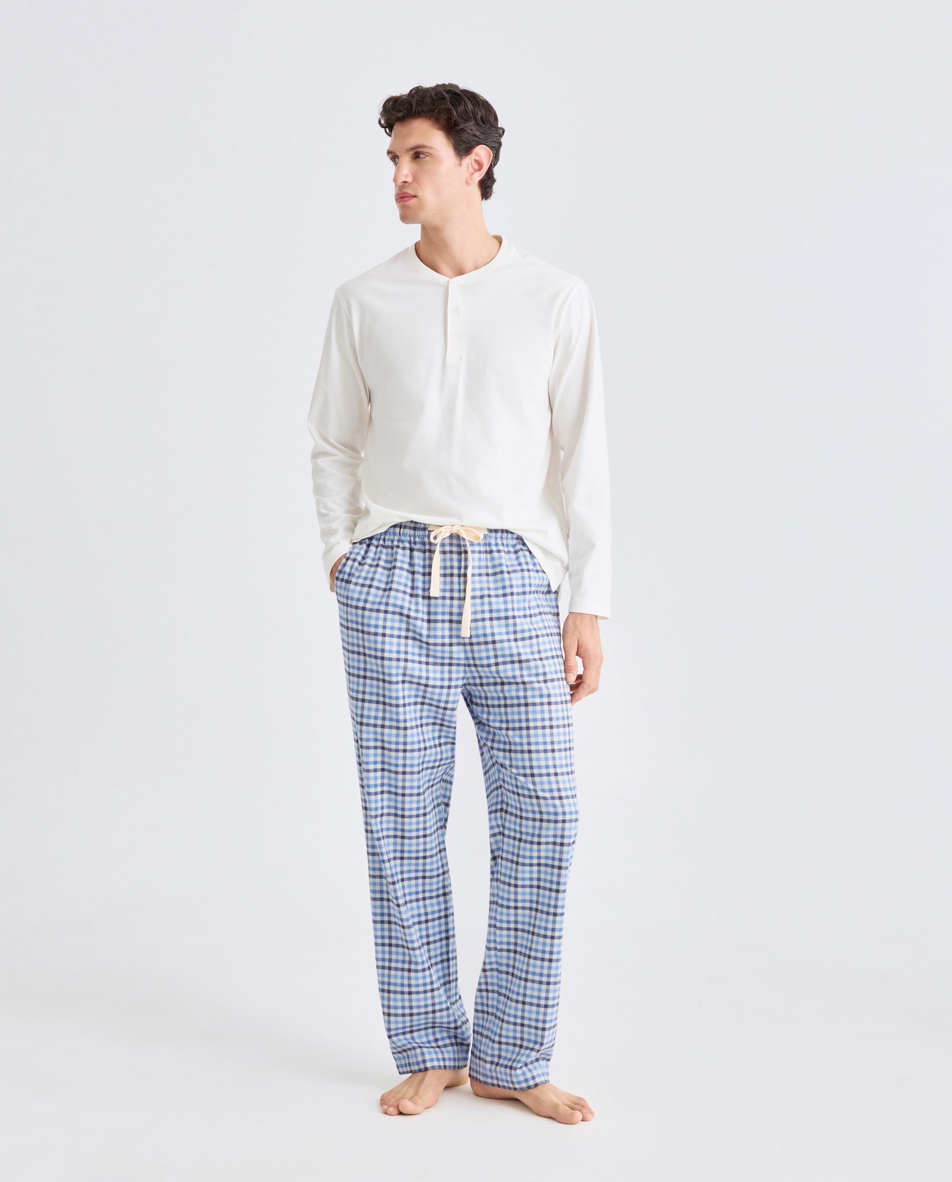 Imagen 0 de Pantalón de pijama largo de cuadros de hombre Azul marino