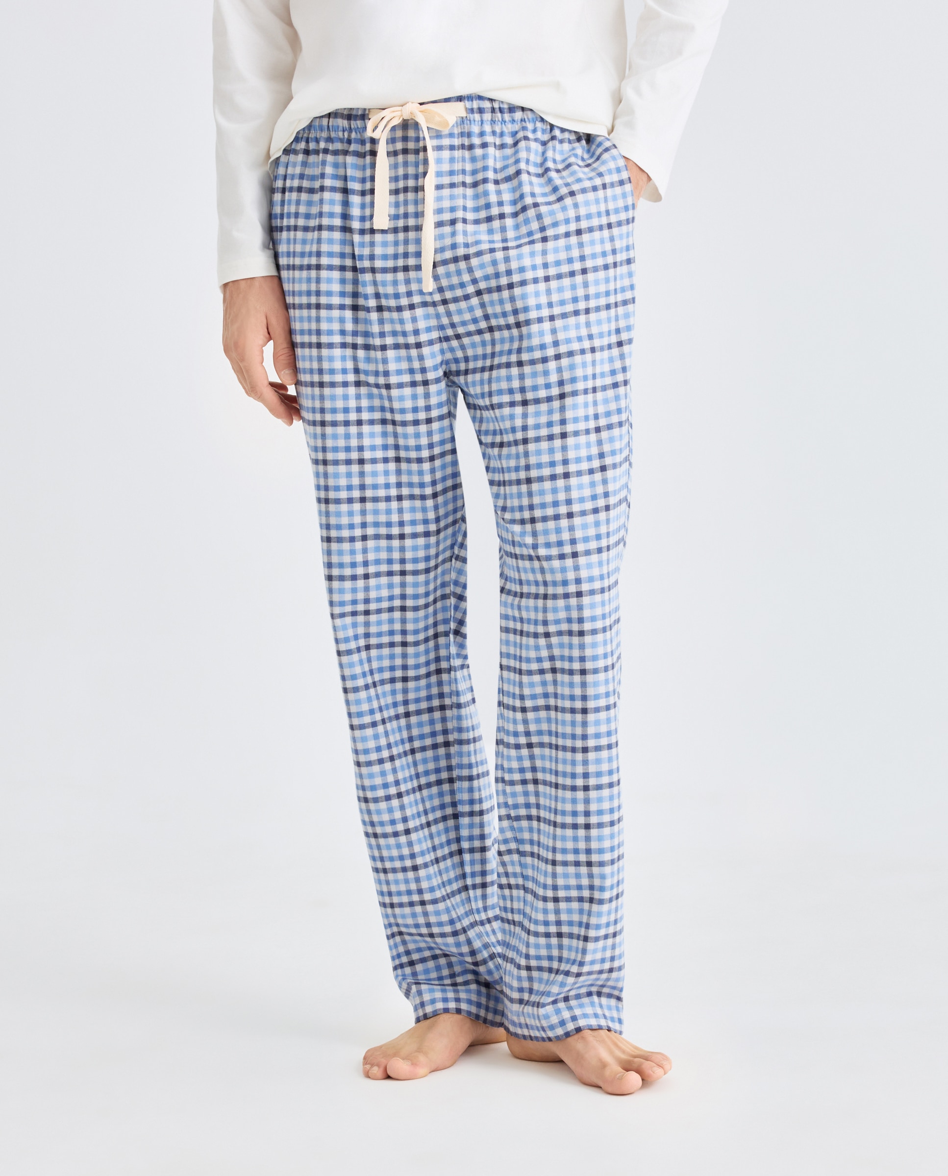 Pantalón largo de pijama franela vichy 100% algodón sostenible hombre - Emidio Tucci - Azul marino Azul marino-2