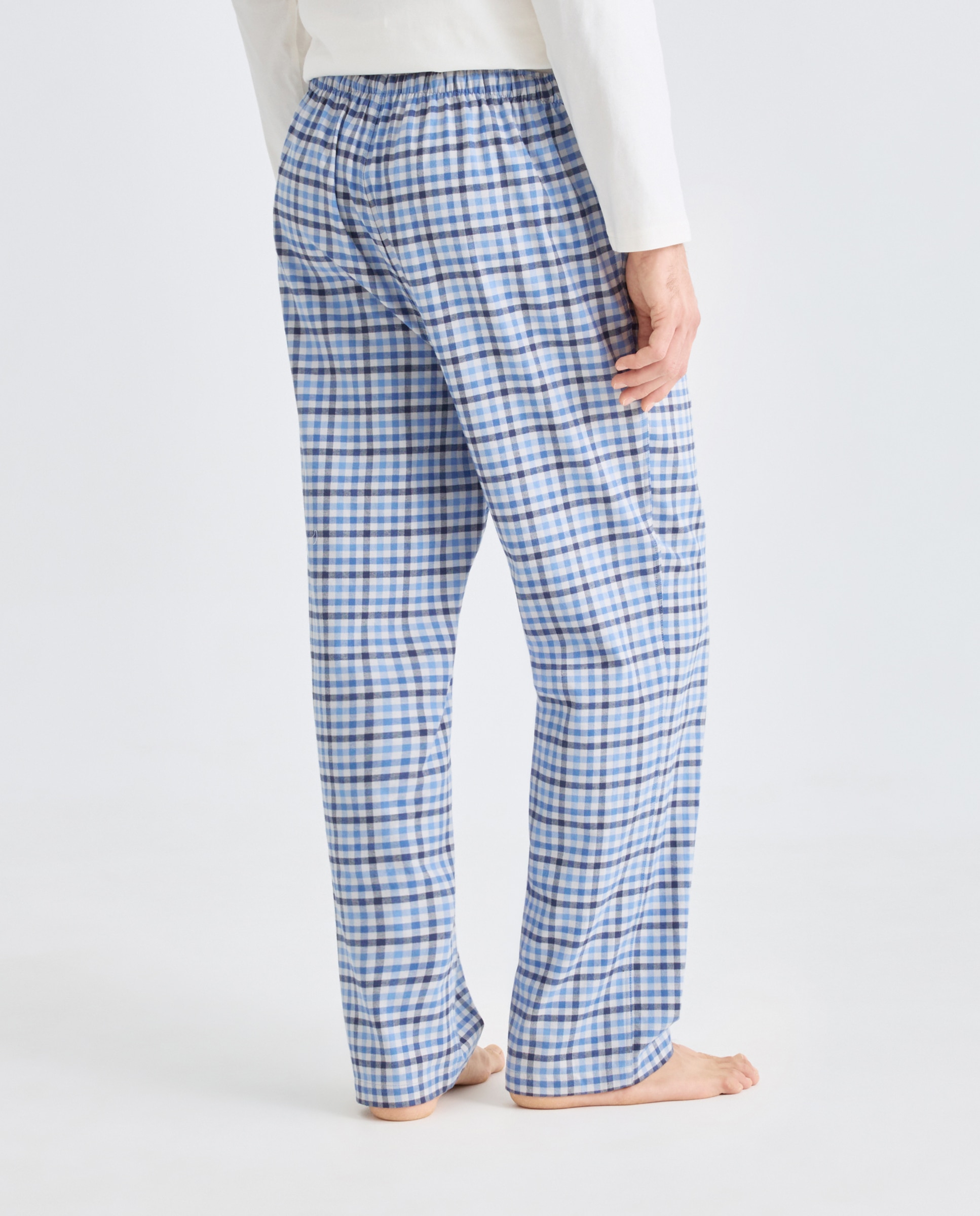 Pantalón largo de pijama franela vichy 100% algodón sostenible hombre - Emidio Tucci - Azul marino Azul marino-3