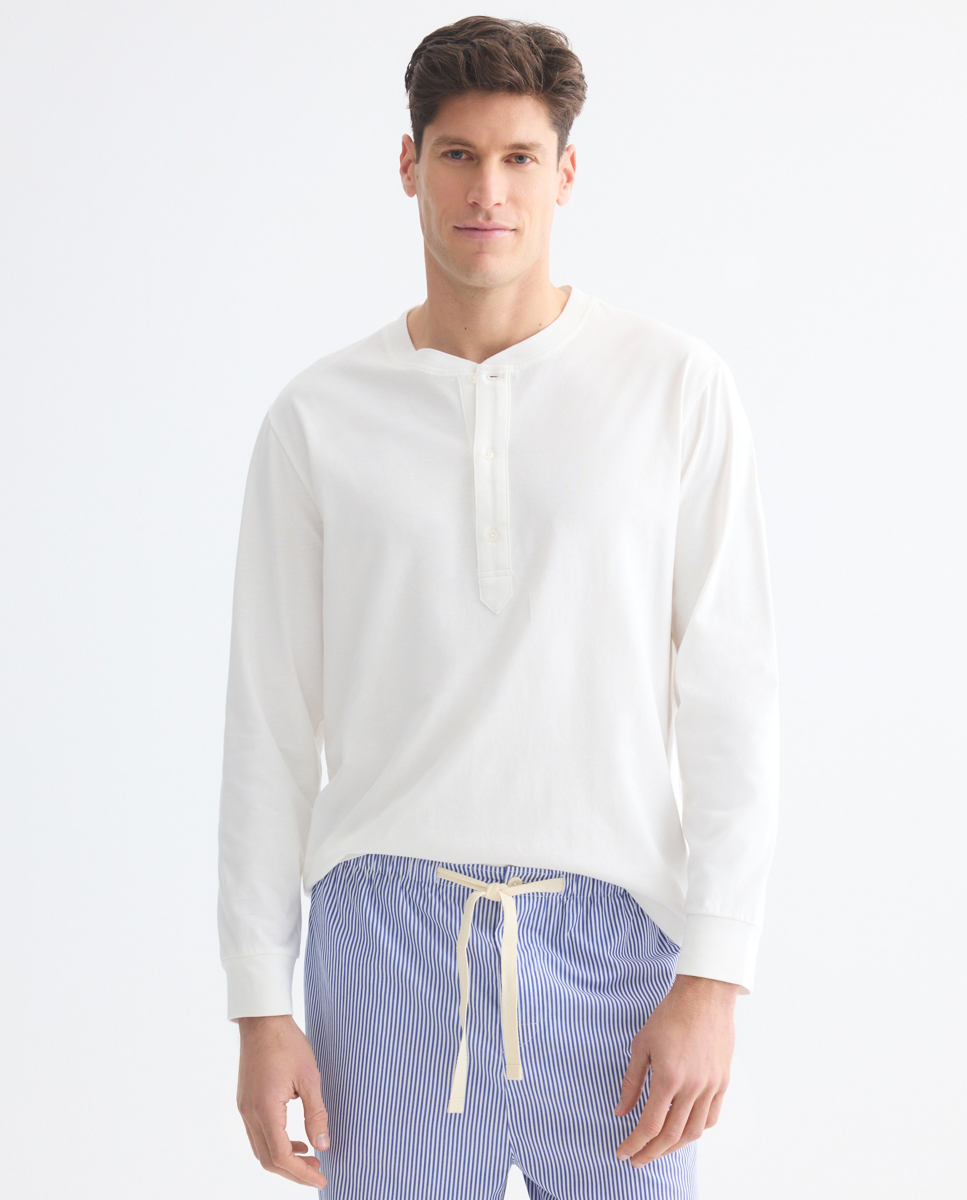 Camiseta panadera manga larga 100% algodón sostenible hombre - Emidio Tucci - Blanco Blanco-1