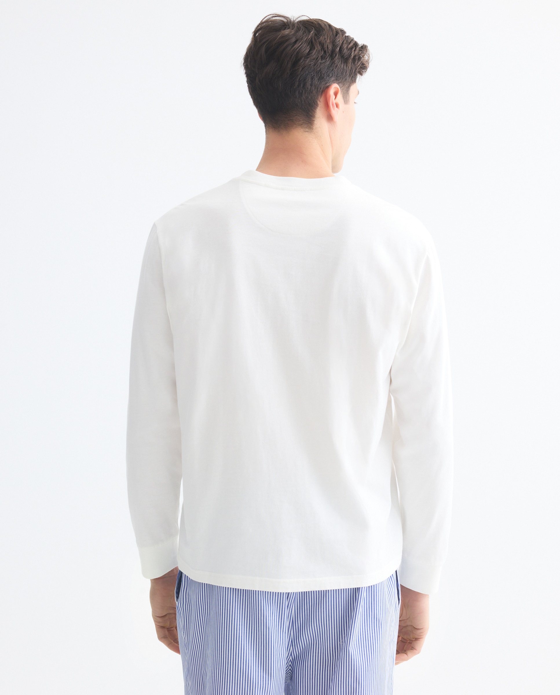 Camiseta panadera manga larga 100% algodón sostenible hombre - Emidio Tucci - Blanco Blanco-3