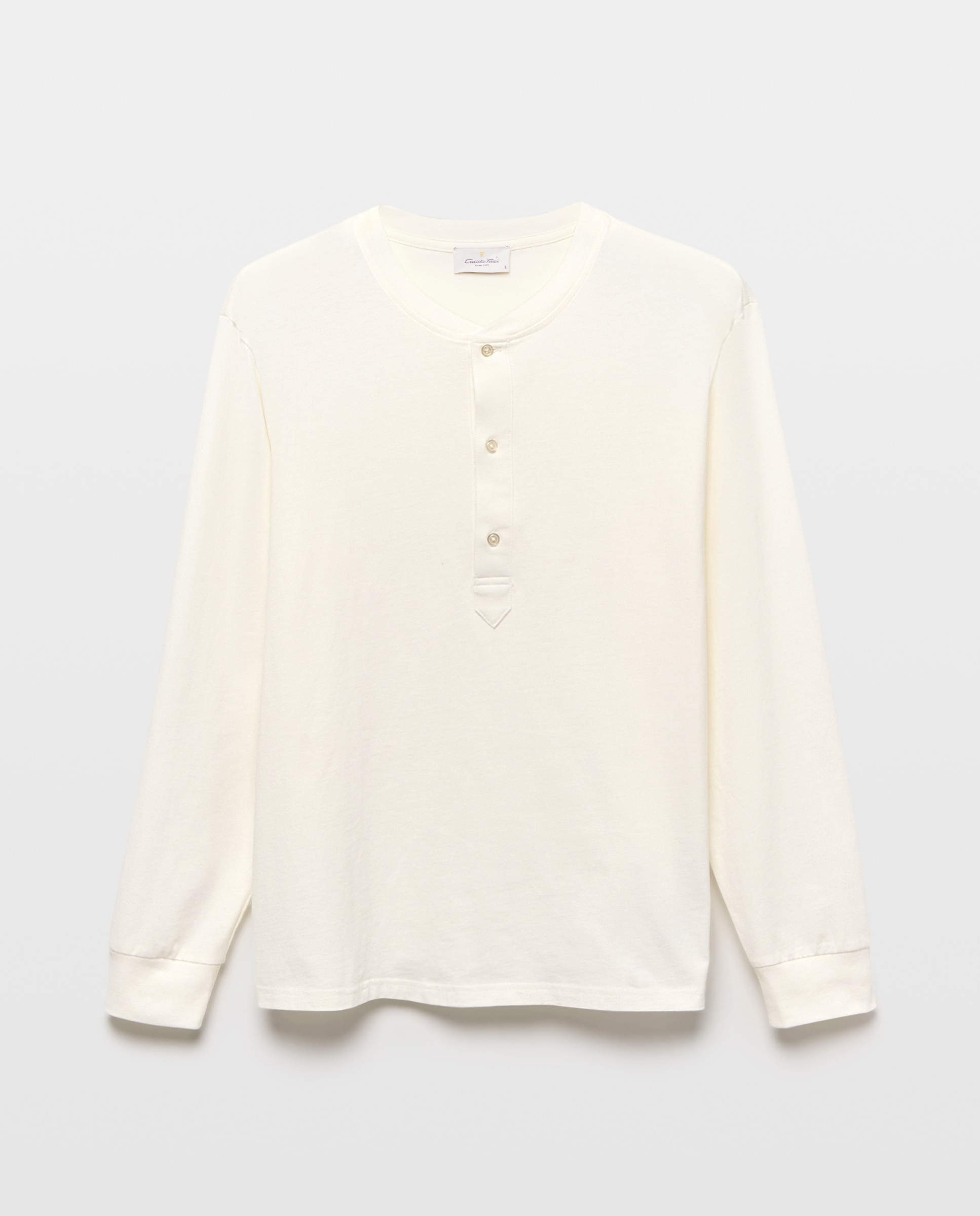 Camiseta panadera manga larga 100% algodón sostenible hombre - Emidio Tucci - Blanco Blanco-4