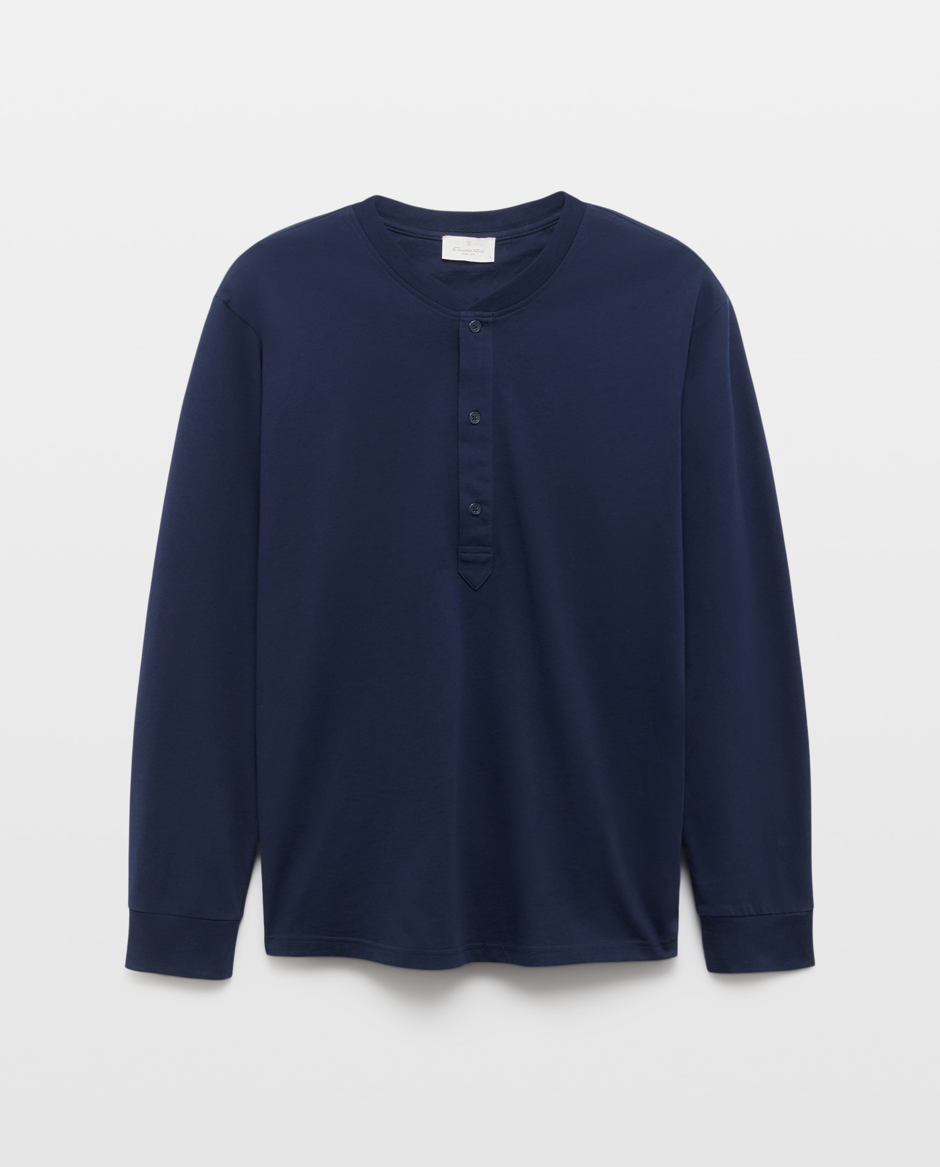 Camiseta panadera manga larga 100% algodón sostenible hombre - Emidio Tucci - Azul marino Azul marino-4
